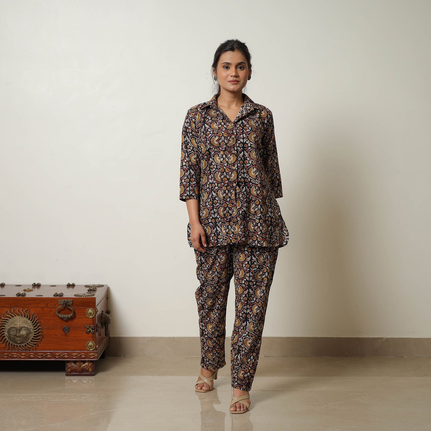 Multicolor Block Print Cotton Bagru Co-Ord Set