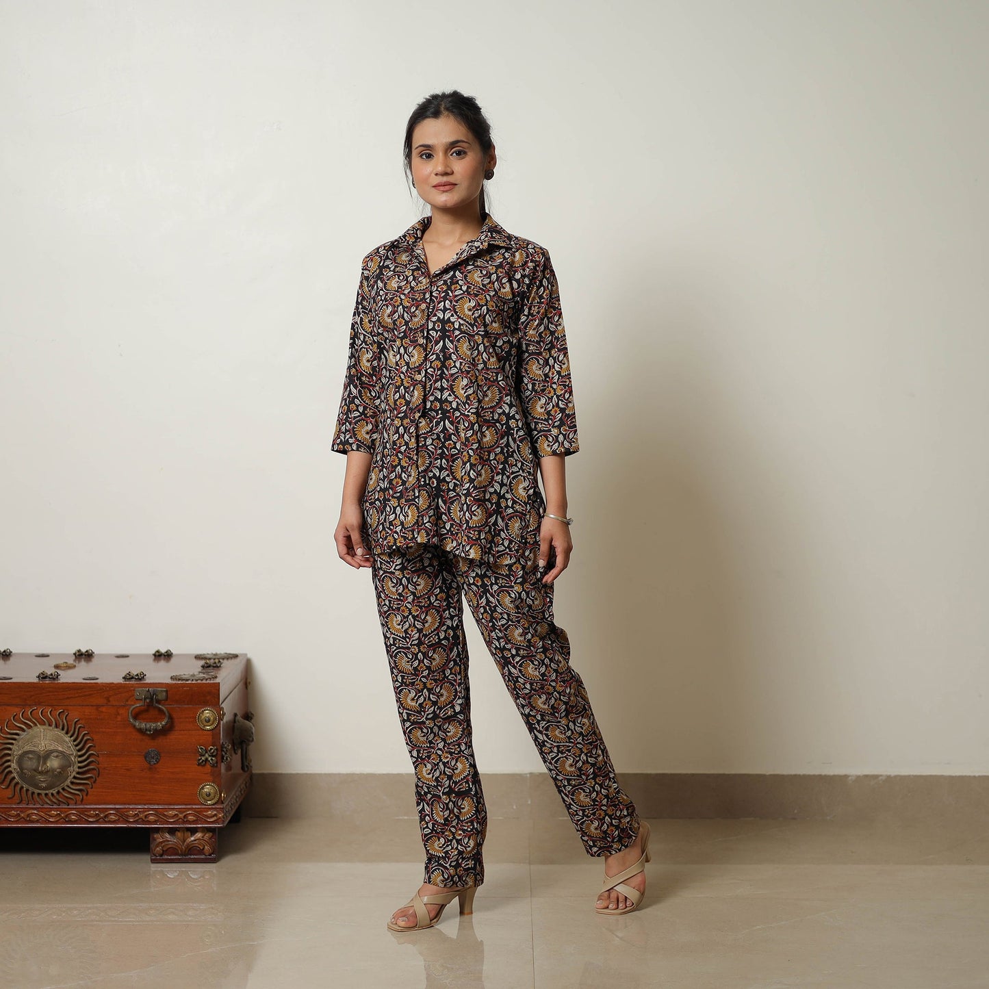 Multicolor Block Print Cotton Bagru Co-Ord Set