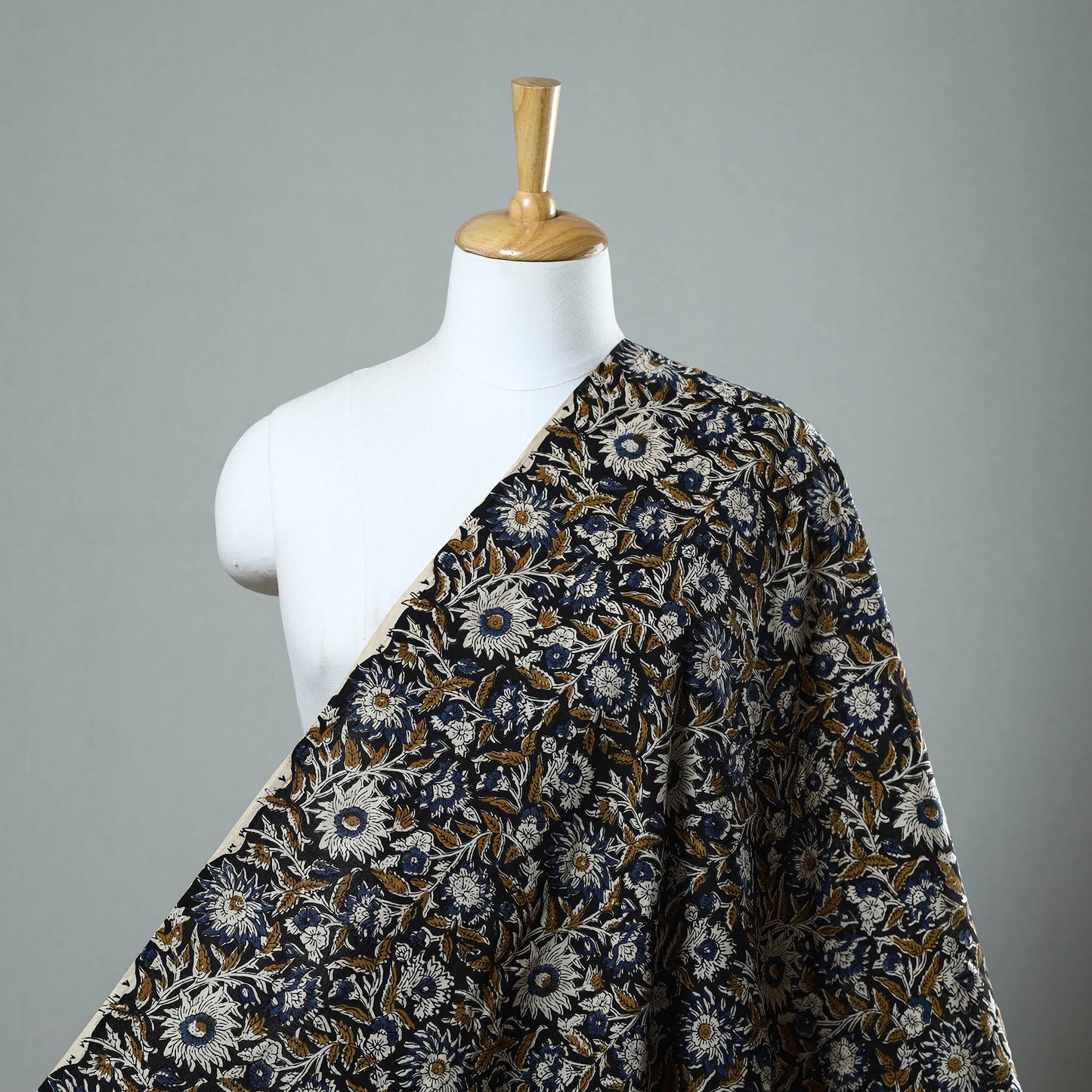 Multicolor Block Printed Cotton Kalamkari Bagru Fabric