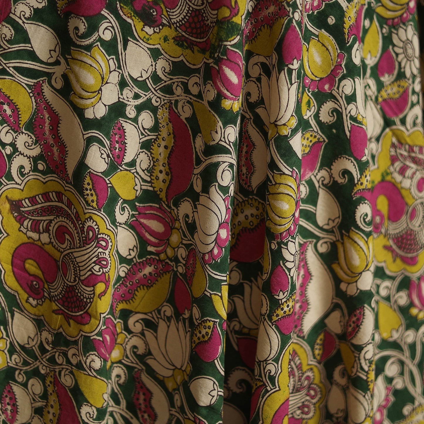 Printed cotton kalamkari fabric 11 - handcrafted