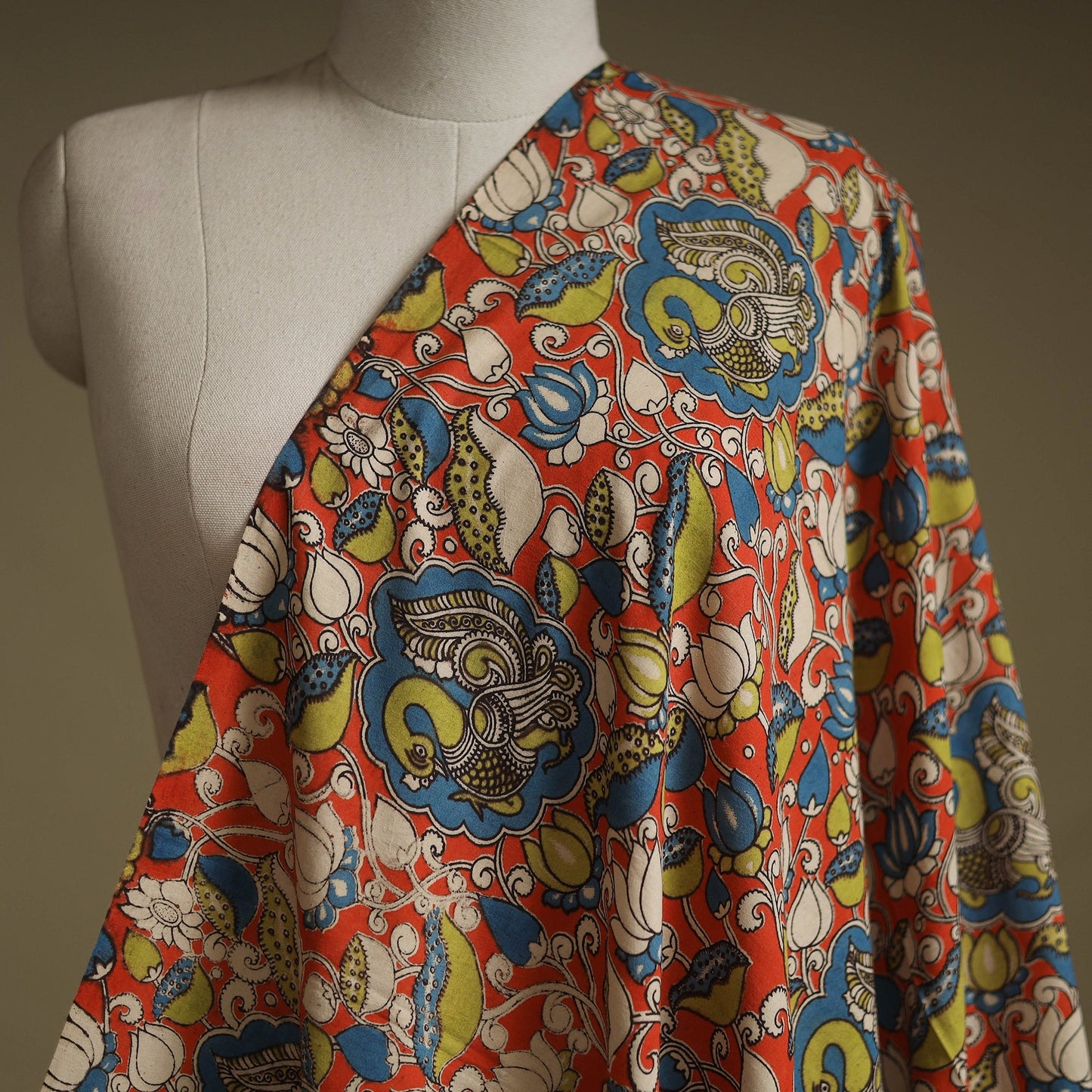 Printed cotton kalamkari fabric 22 - handcrafted