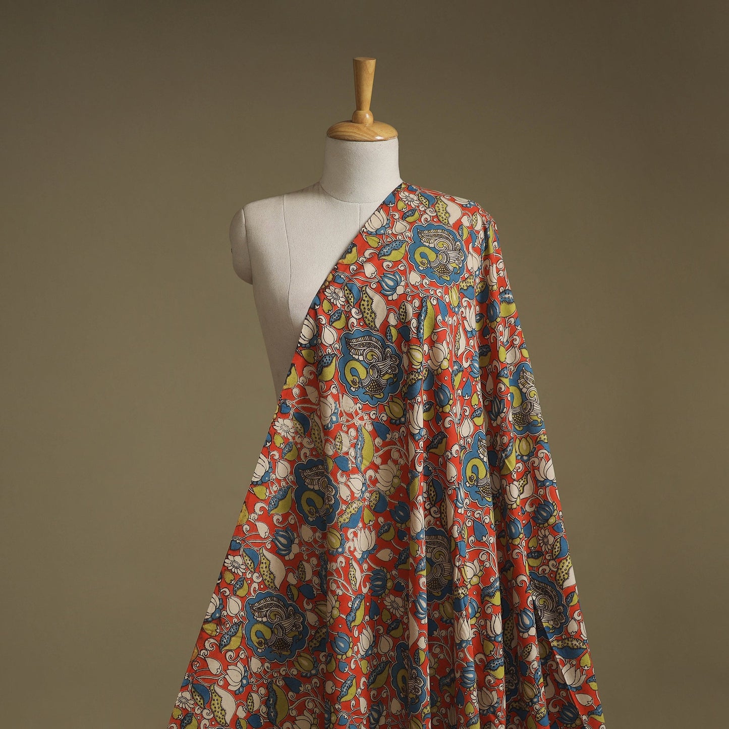 Printed cotton kalamkari fabric 22 - handcrafted
