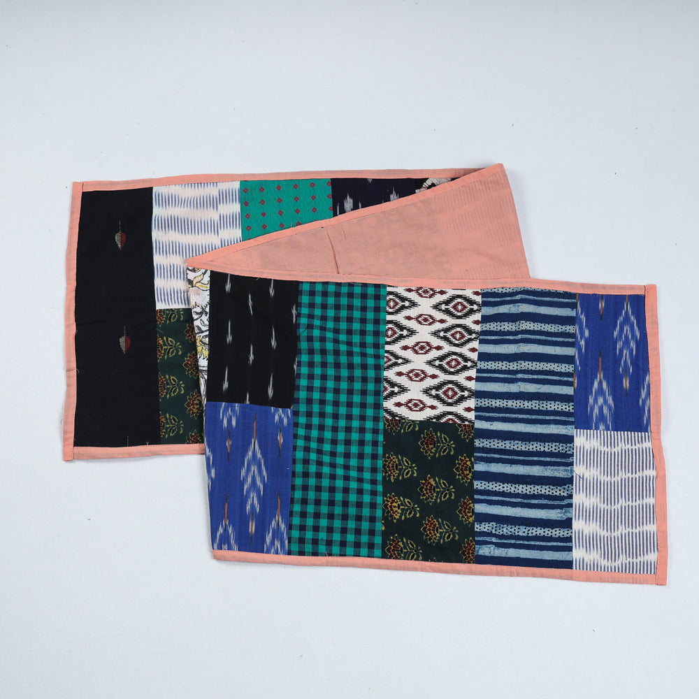 Multicolor Block Printed Patchwork Cotton Table Runner