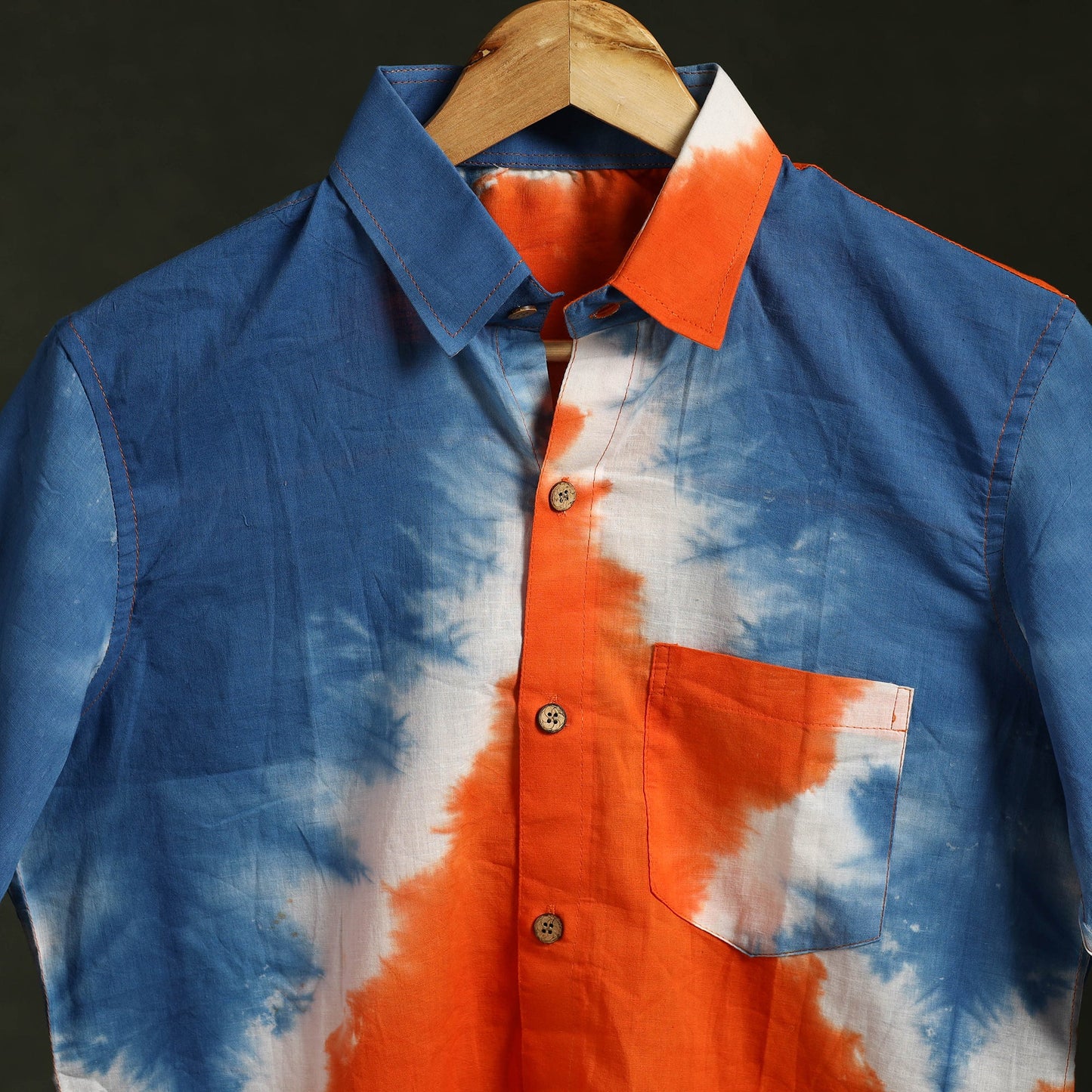 Multicolor - pure cotton full sleeve tie-dye men shibori