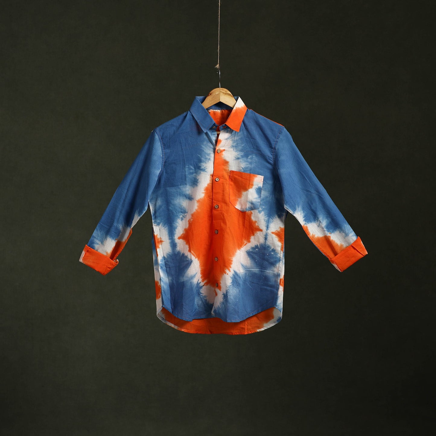 Multicolor - pure cotton full sleeve tie-dye men shibori