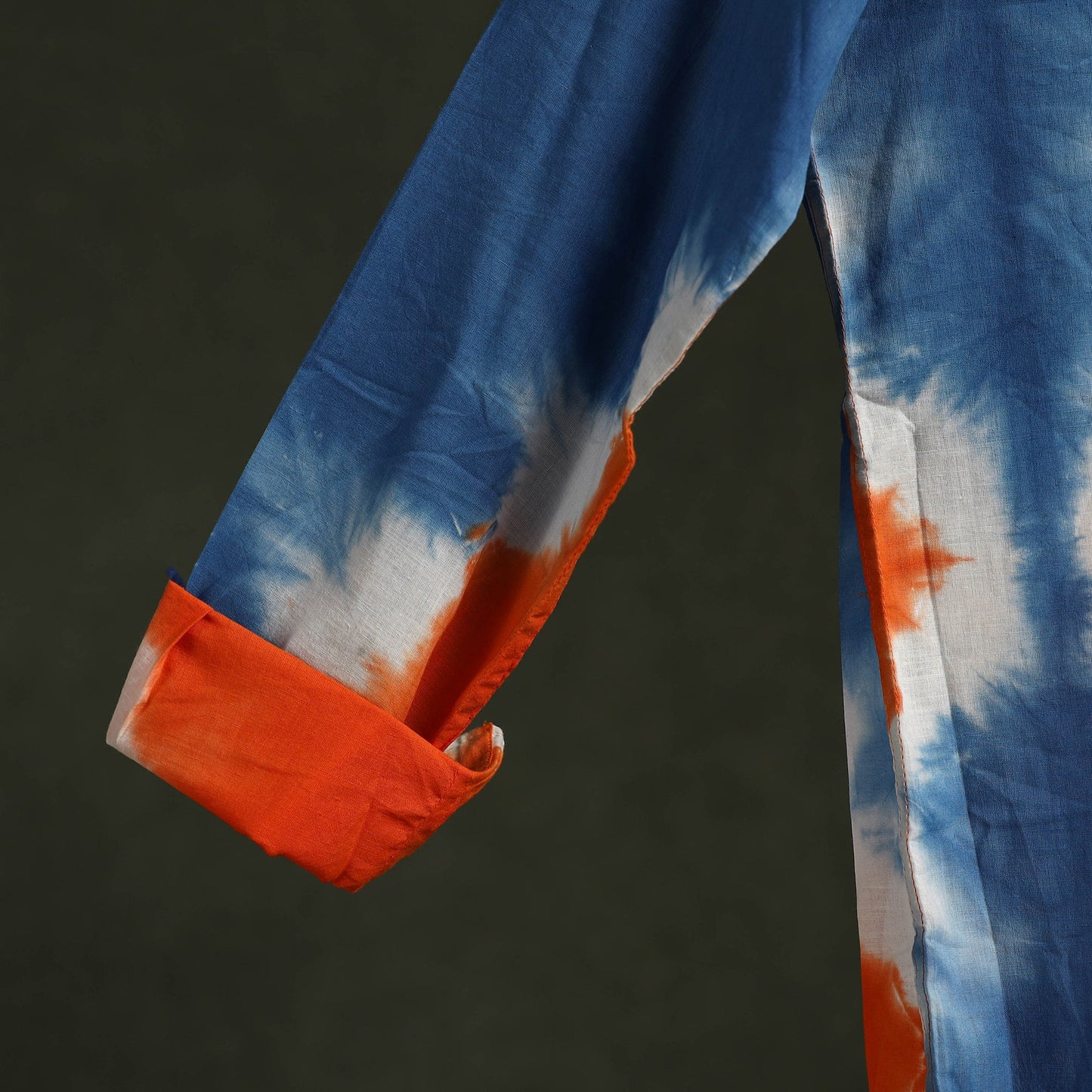 Multicolor - pure cotton full sleeve tie-dye men shibori