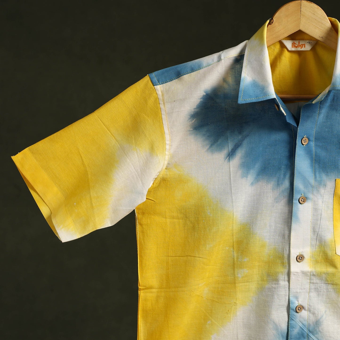 Pure mul cotton half sleeve tie-dye men shibori shirt 11