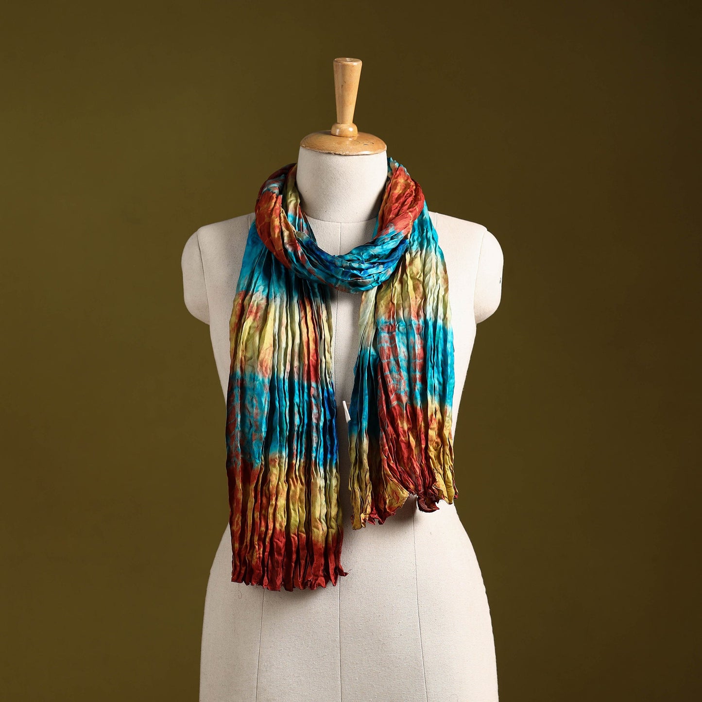 Multicolor - pure silk tie-dye shibori stole 102