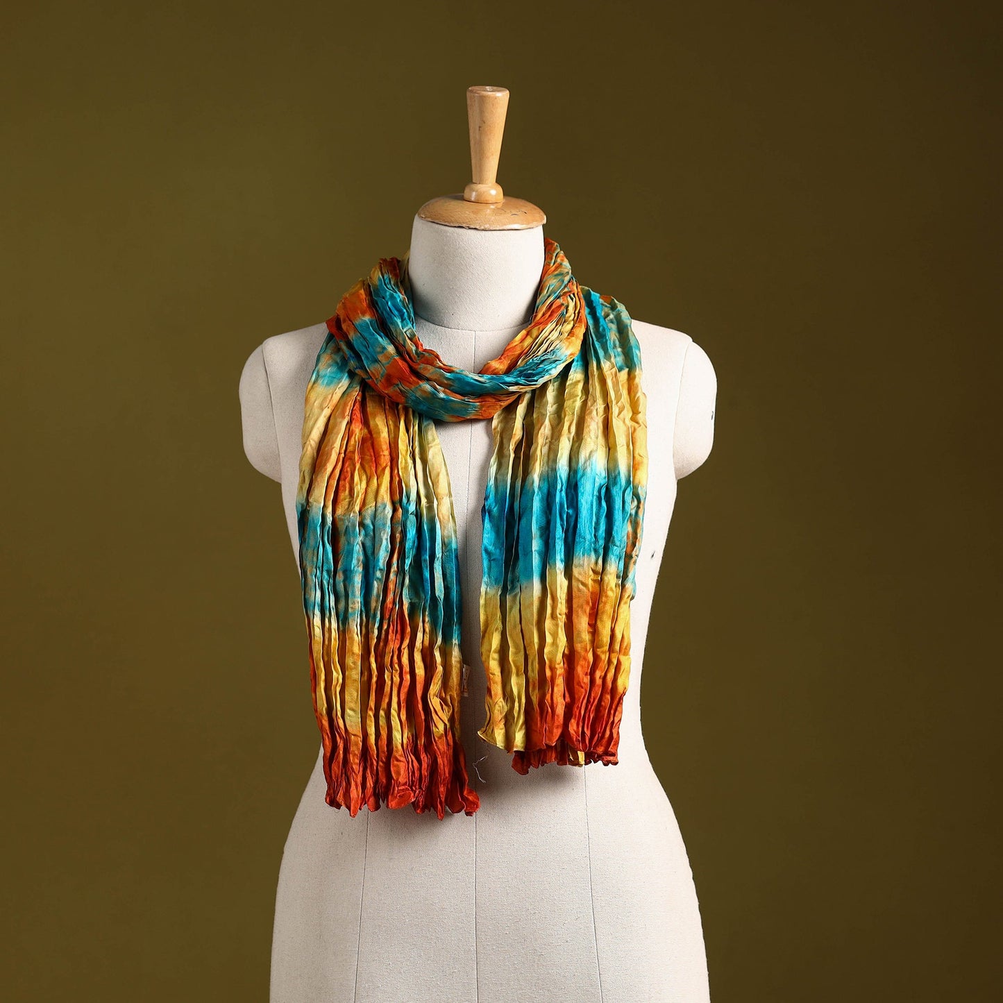 Multicolor - pure silk tie-dye shibori stole 135