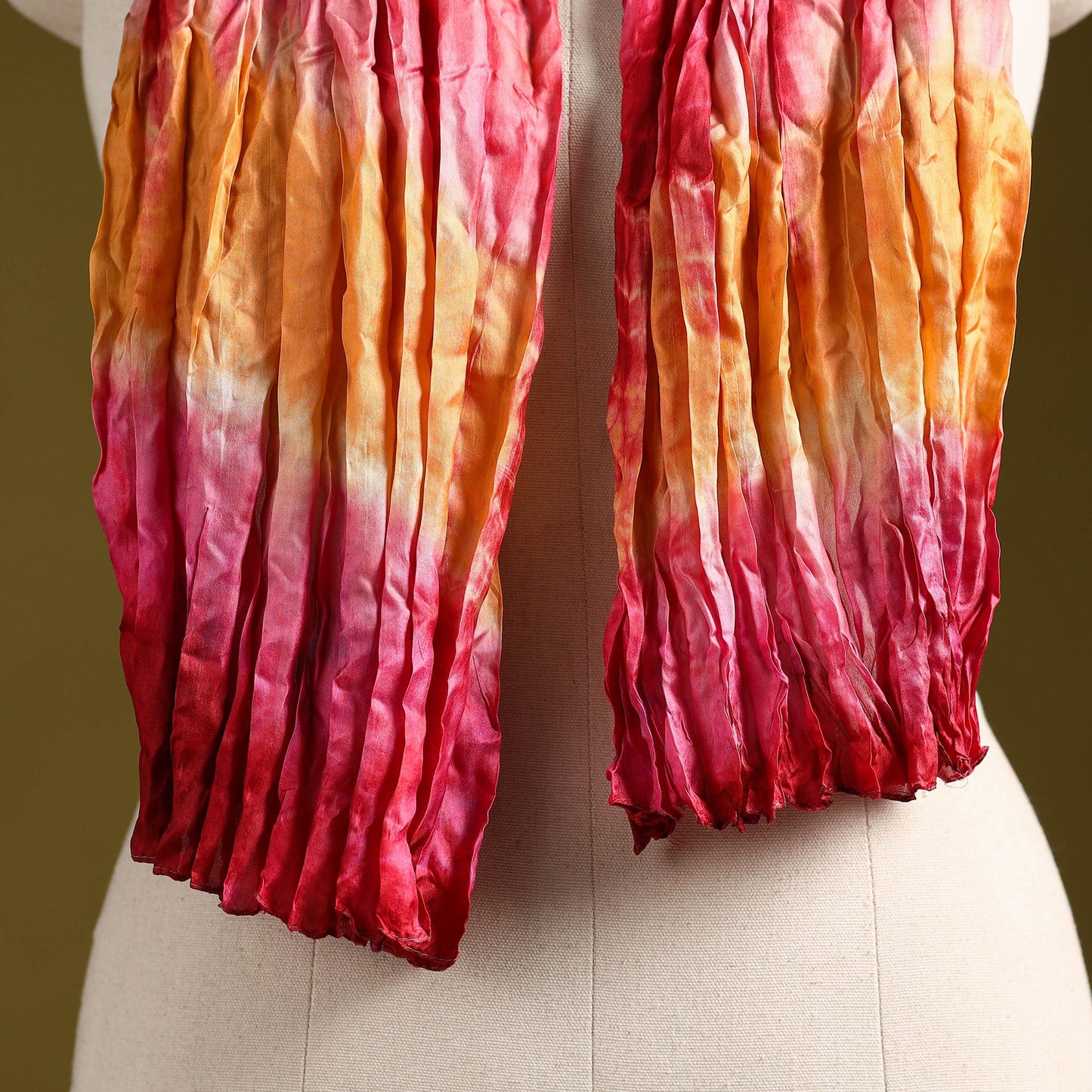 Multicolor - pure silk tie-dye shibori stole 98