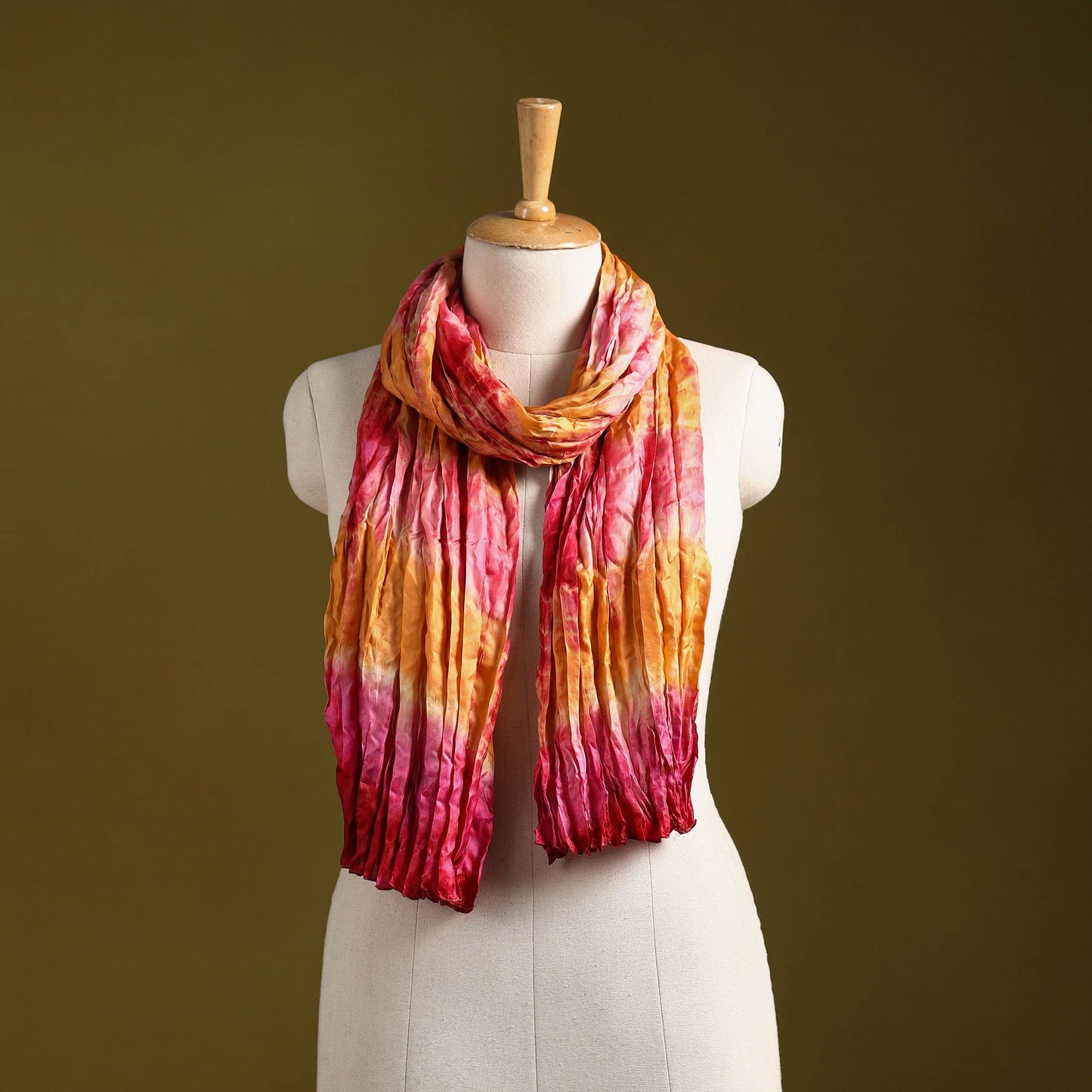 Multicolor - pure silk tie-dye shibori stole 98