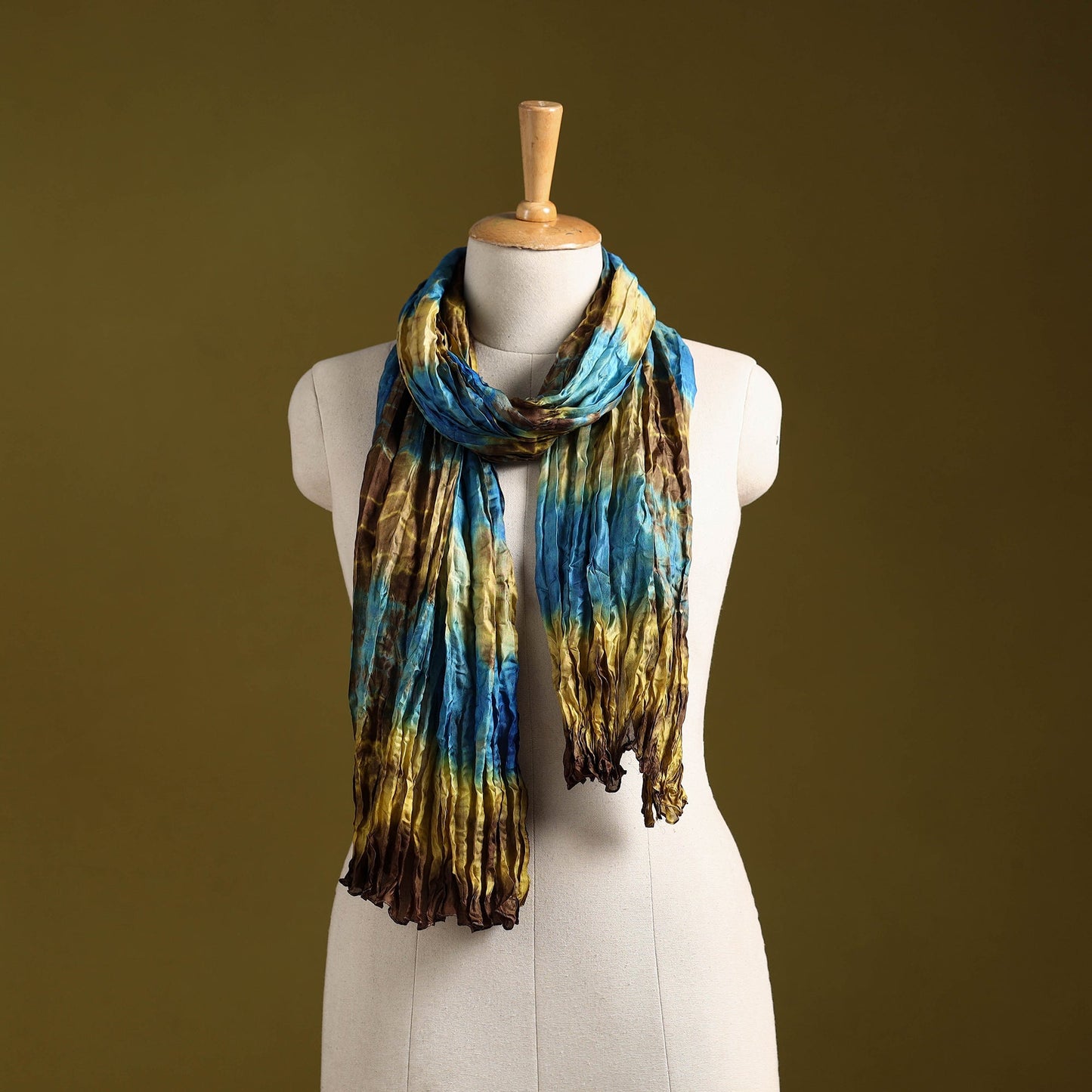 Multicolor - pure silk tie-dye shibori stole 99
