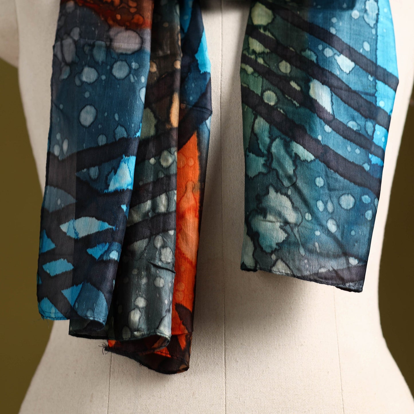 Multicolor - pure silk tie-dye stole 55 - handcrafted