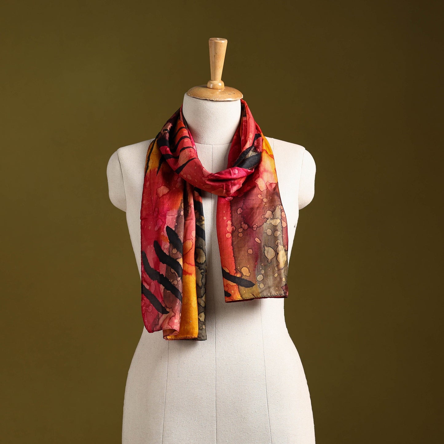 Multicolor - pure silk tie-dye stole 64 - handcrafted