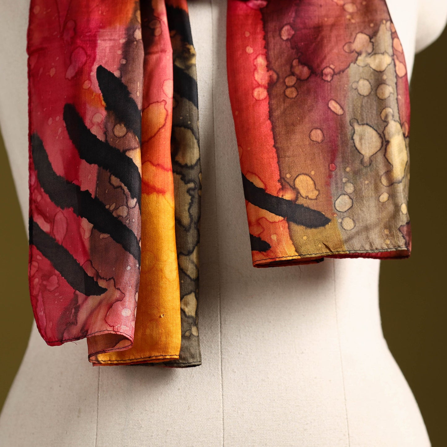 Multicolor - pure silk tie-dye stole 64 - handcrafted