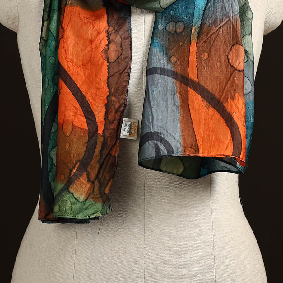 Pure silk tie-dye stole 65 - handcrafted