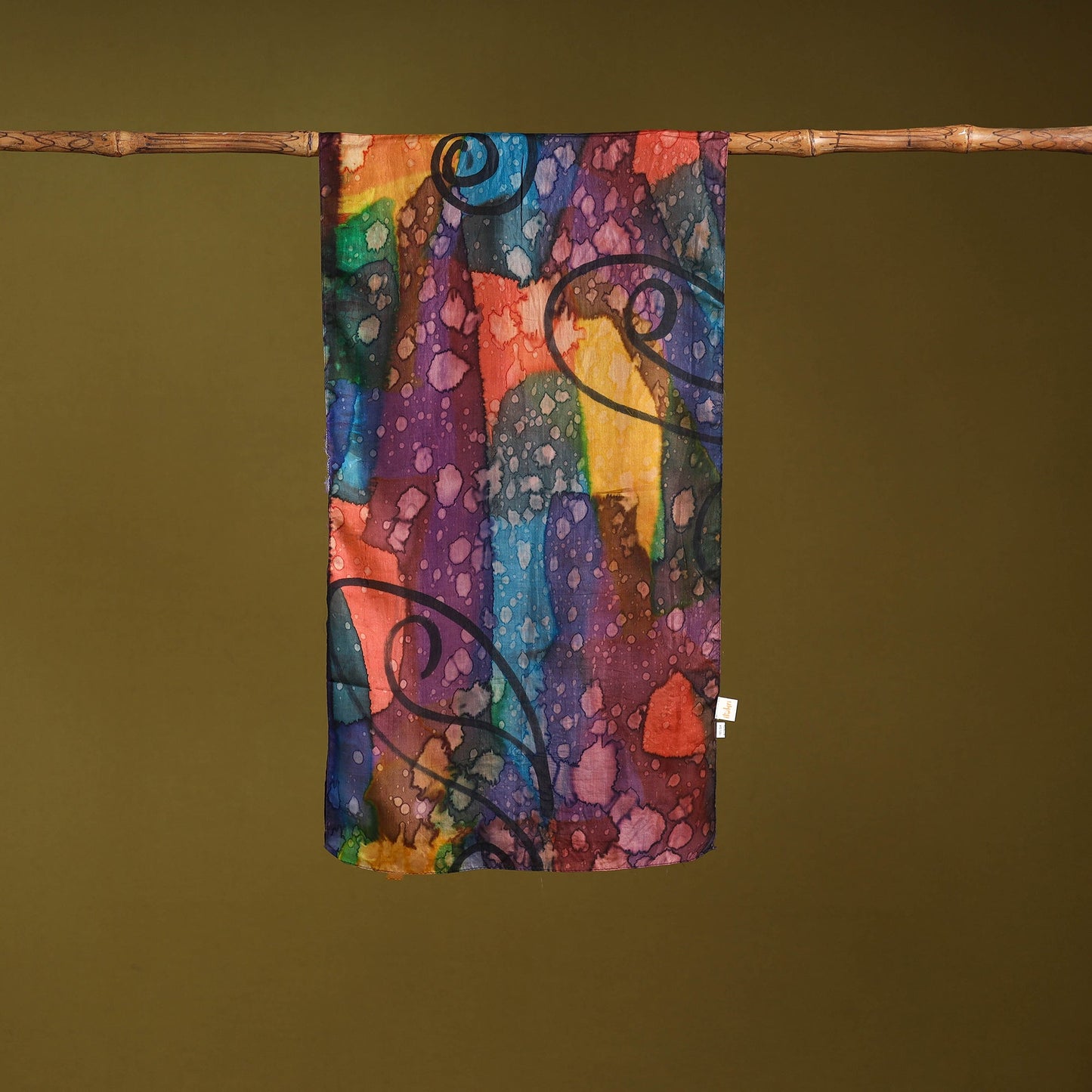 Multicolor - pure silk tie-dye stole 82 - handcrafted