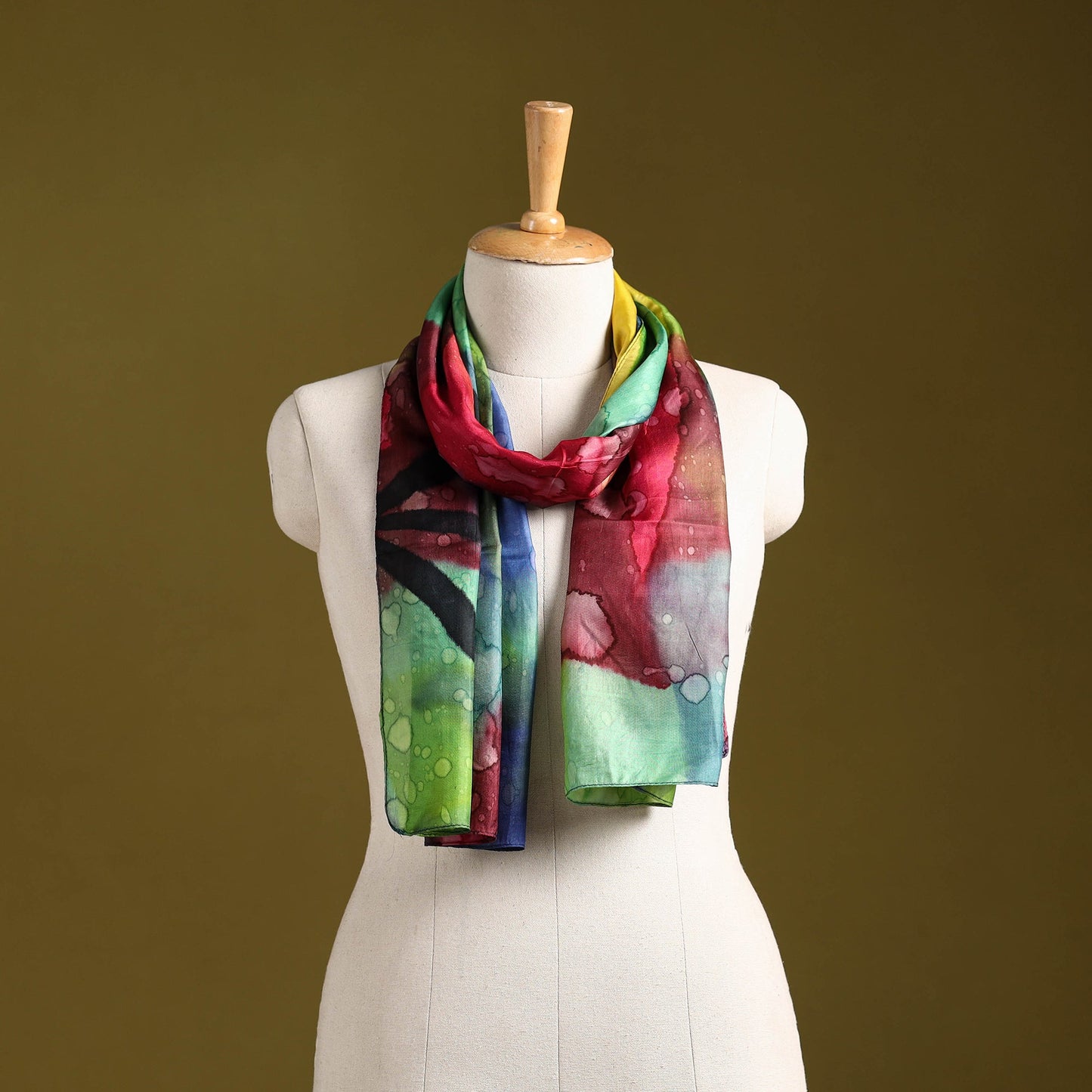Multicolor - pure silk tie-dye stole 85 - handcrafted