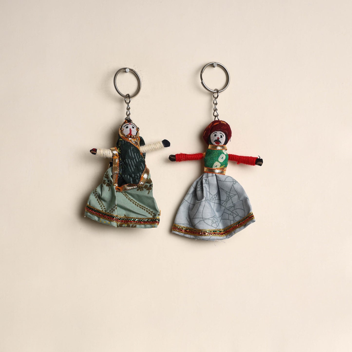 Multicolor - rajasthani puppet couple handmade keychain