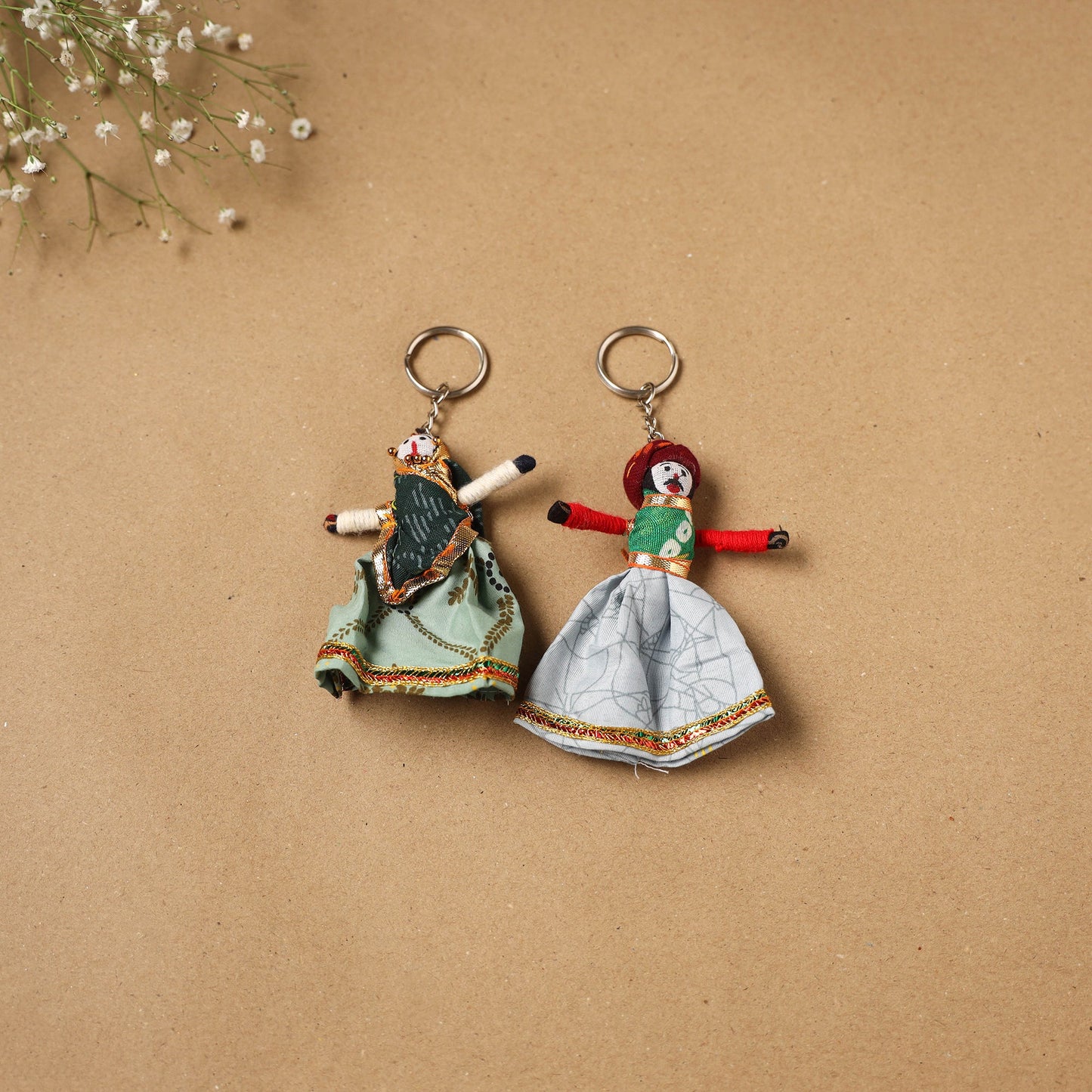 Multicolor - rajasthani puppet couple handmade keychain