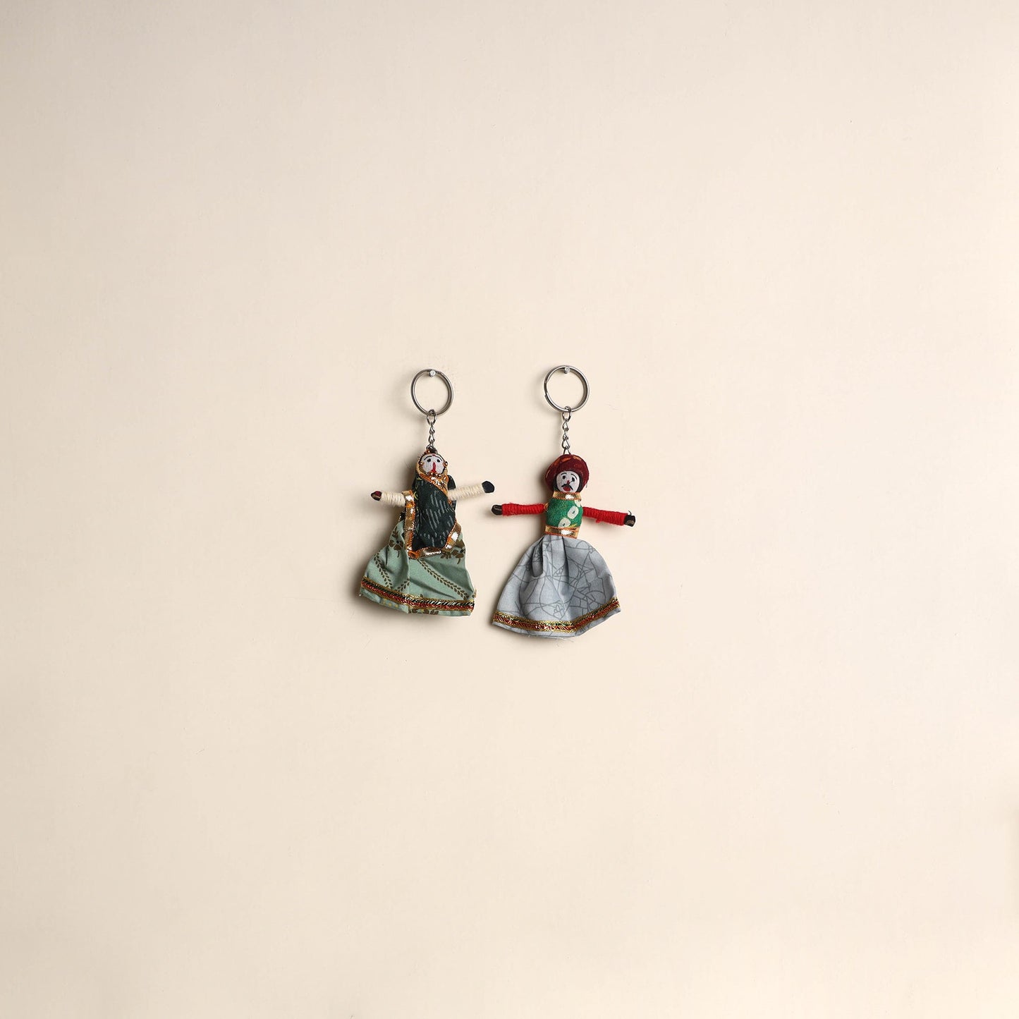 Multicolor - rajasthani puppet couple handmade keychain