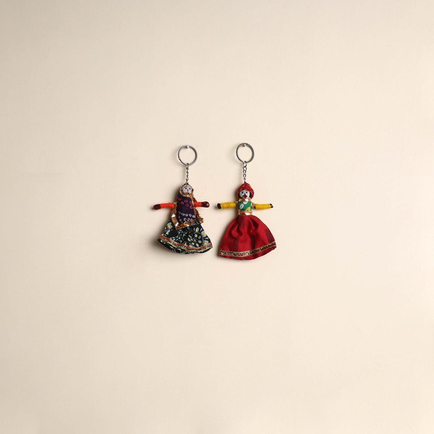 Multicolor - rajasthani puppet couple handmade keychain