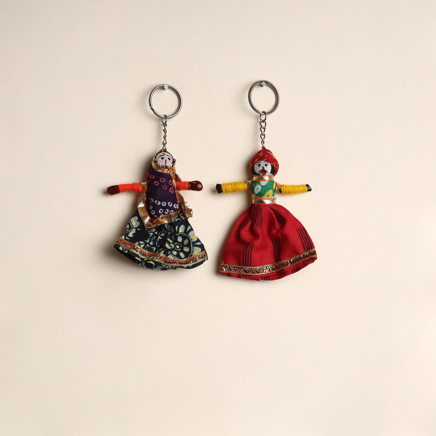 Multicolor - rajasthani puppet couple handmade keychain