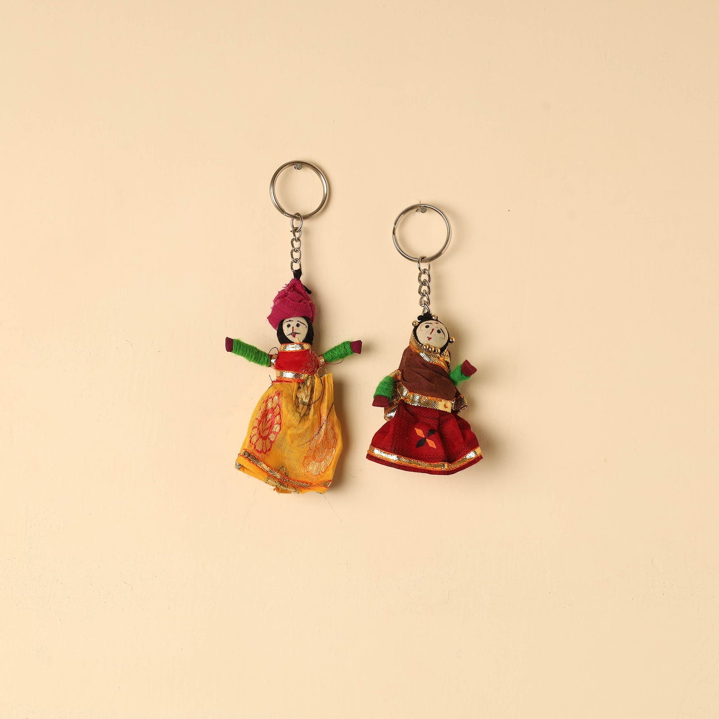 Rajasthani Puppet Couple Handmade Keychain
