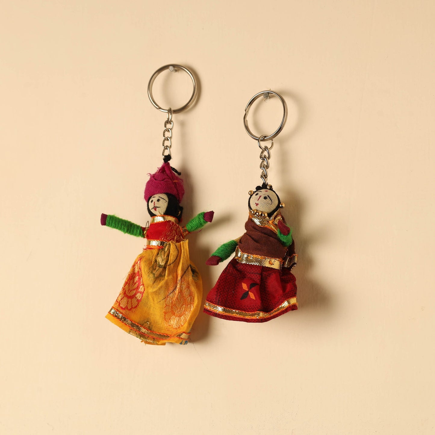 Rajasthani Puppet Couple Handmade Keychain