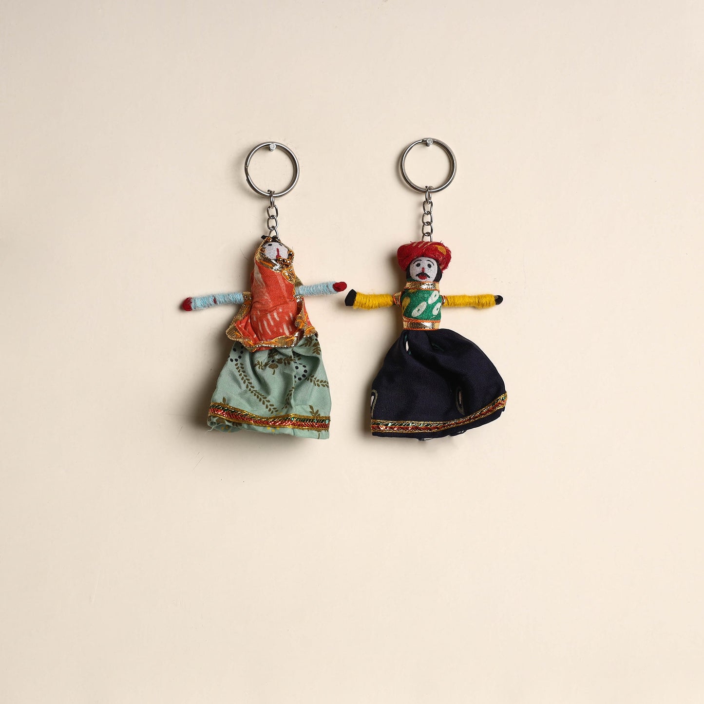 Multicolor - rajasthani puppet couple handmade keychain