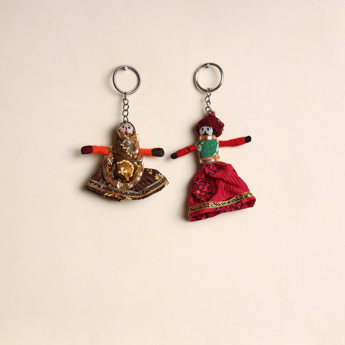 Multicolor - rajasthani puppet couple handmade keychain