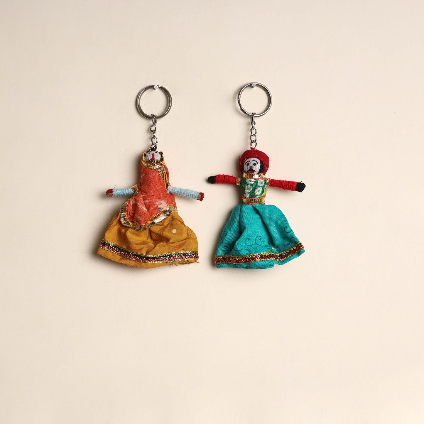 Multicolor - rajasthani puppet couple handmade keychain