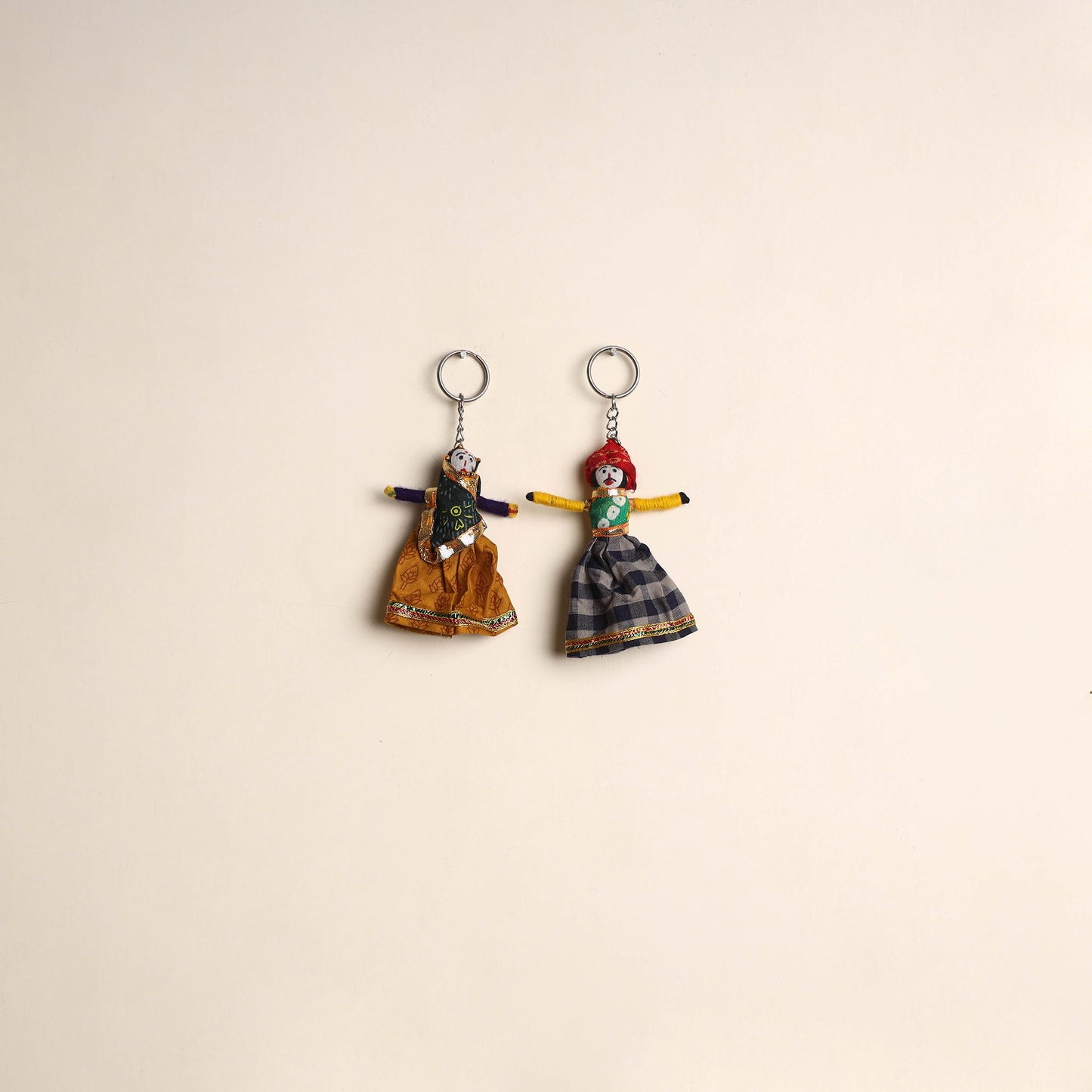 Multicolor - rajasthani puppet couple handmade keychain