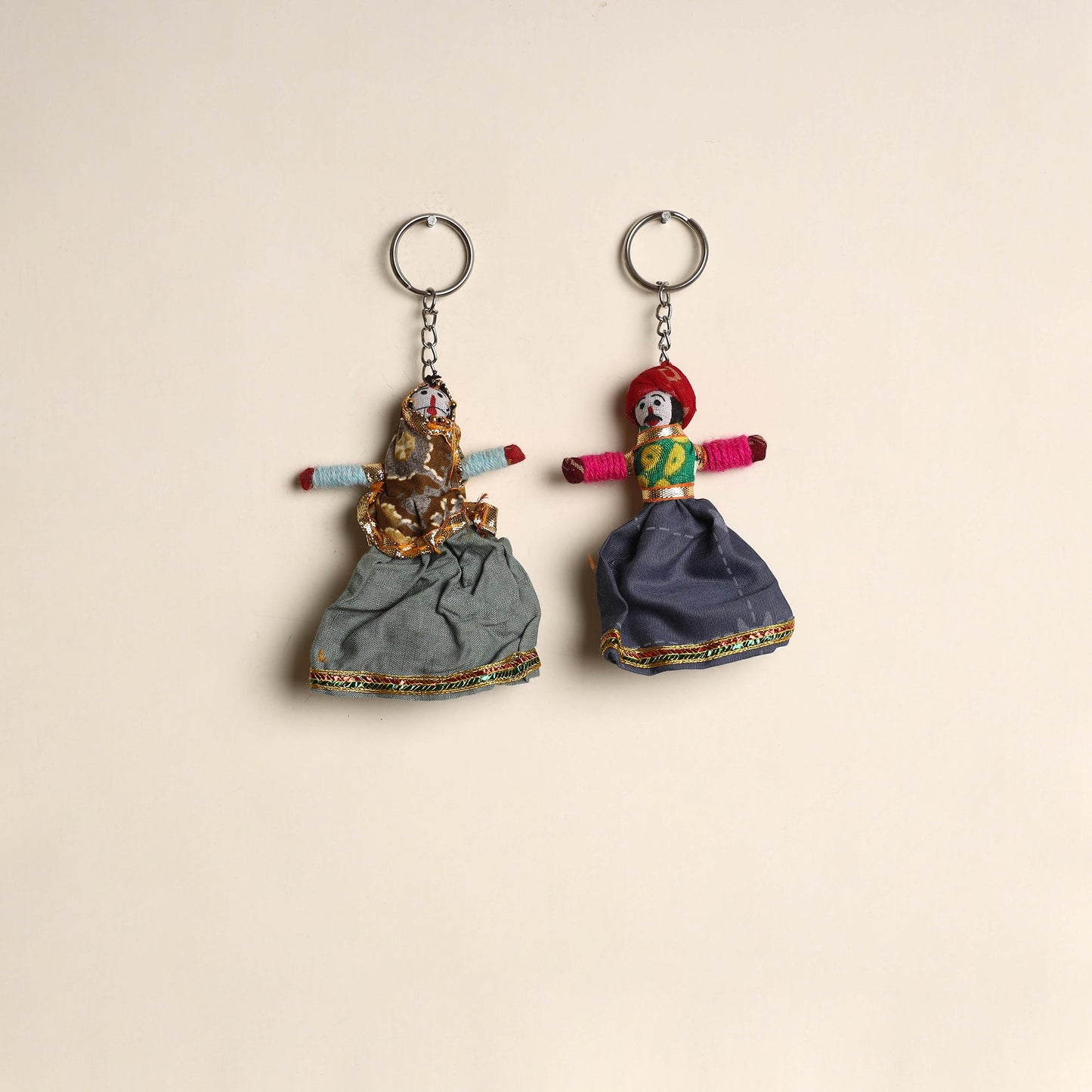 Multicolor - rajasthani puppet couple handmade keychain