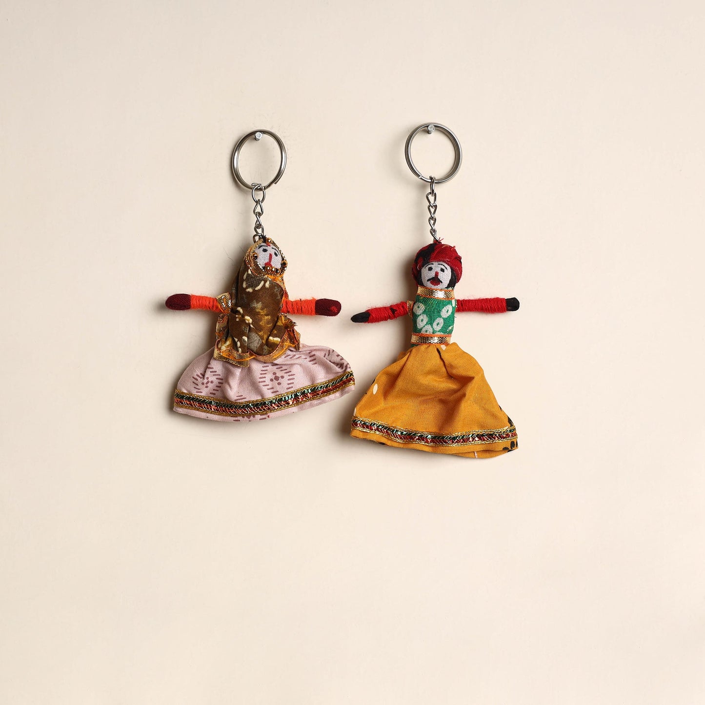 Multicolor - rajasthani puppet couple handmade keychain