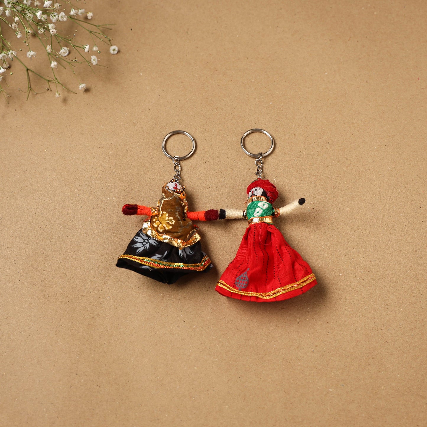 Multicolor - rajasthani puppet couple handmade keychain