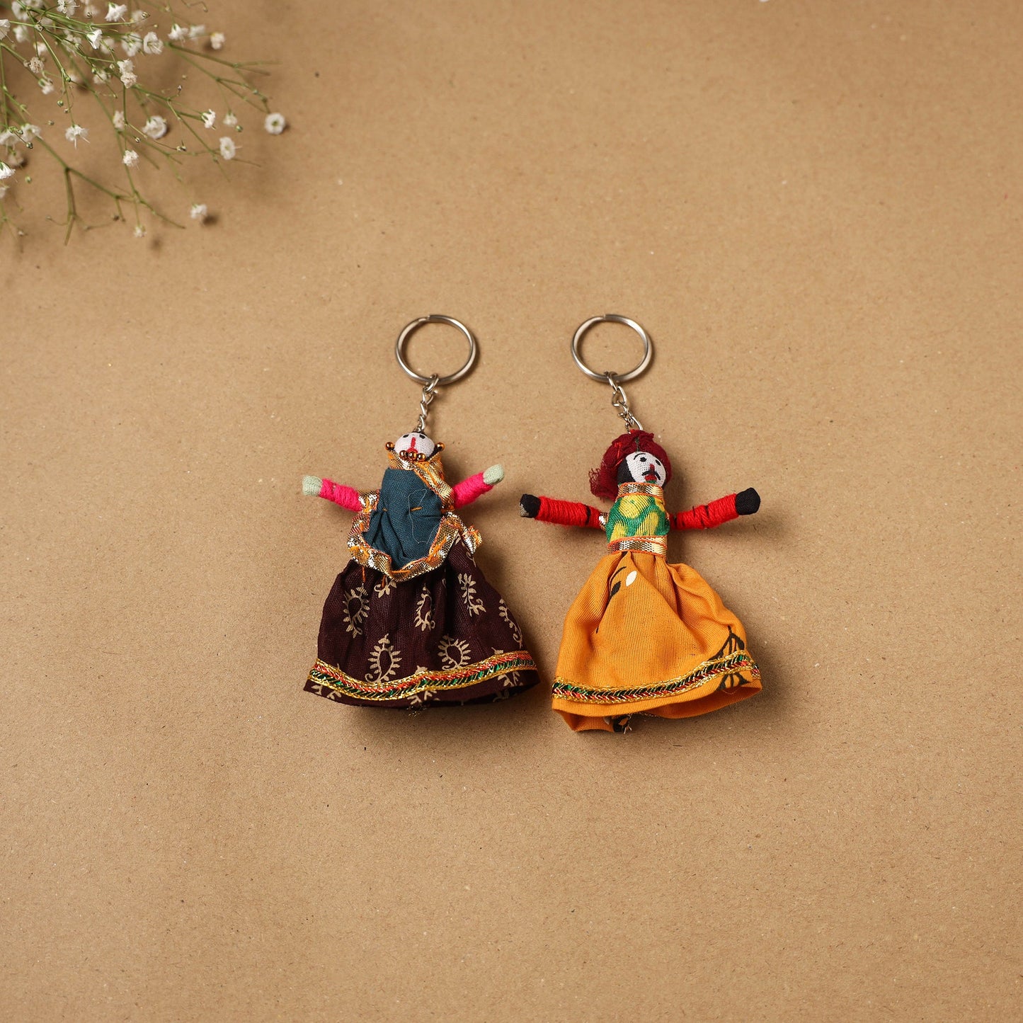 Multicolor - rajasthani puppet couple handmade keychain