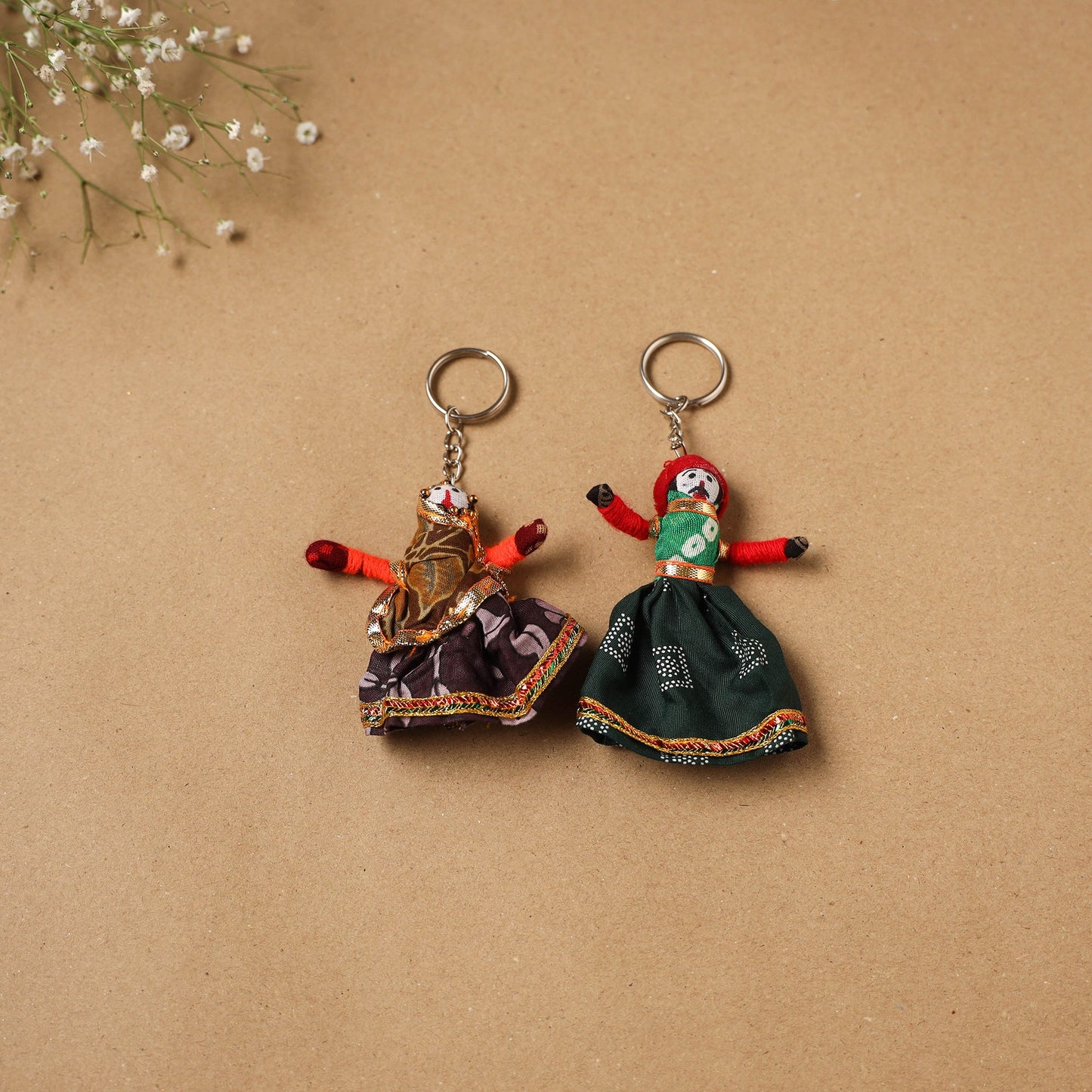 Multicolor - rajasthani puppet couple handmade keychain