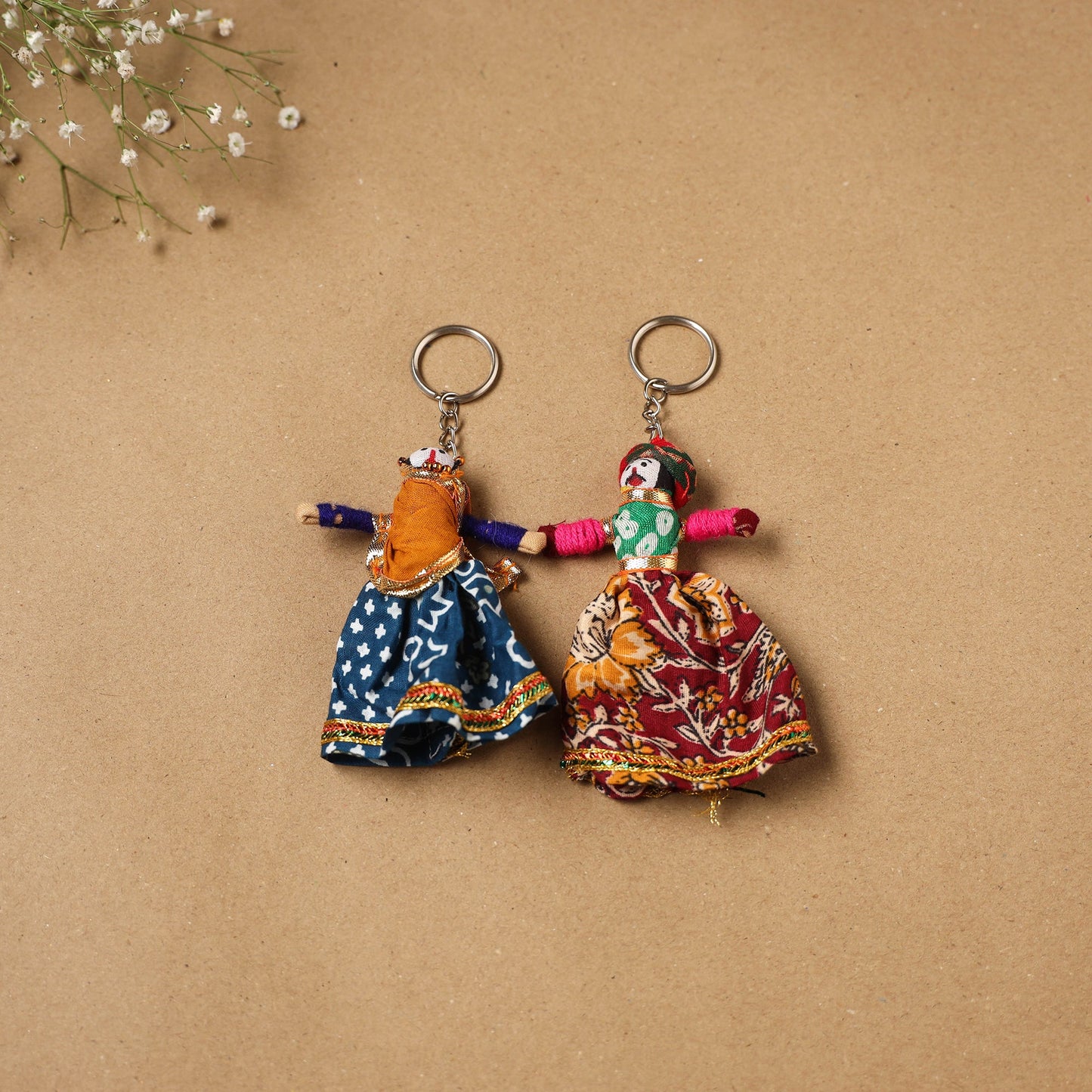 Multicolor - rajasthani puppet couple handmade keychain