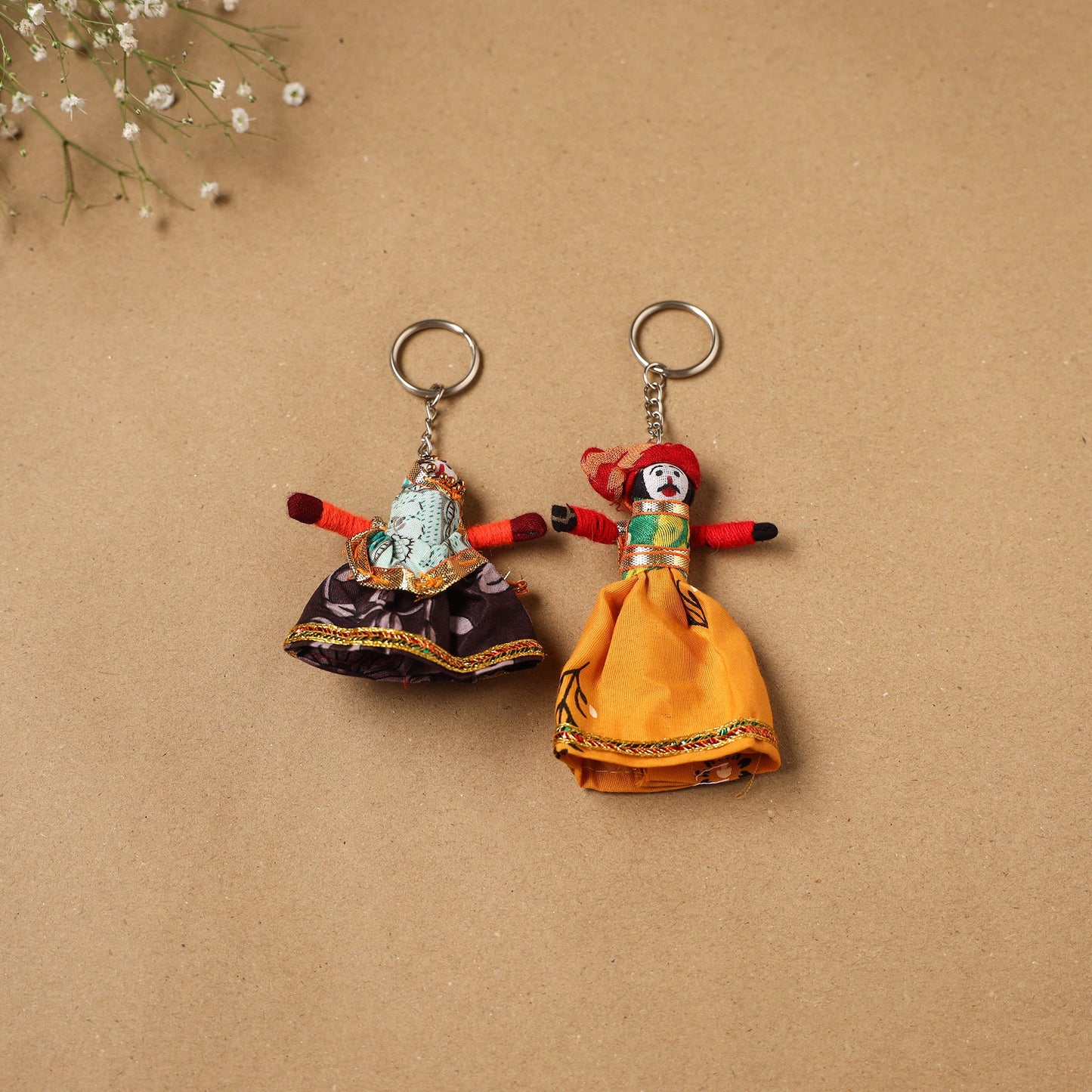Multicolor - rajasthani puppet couple handmade keychain