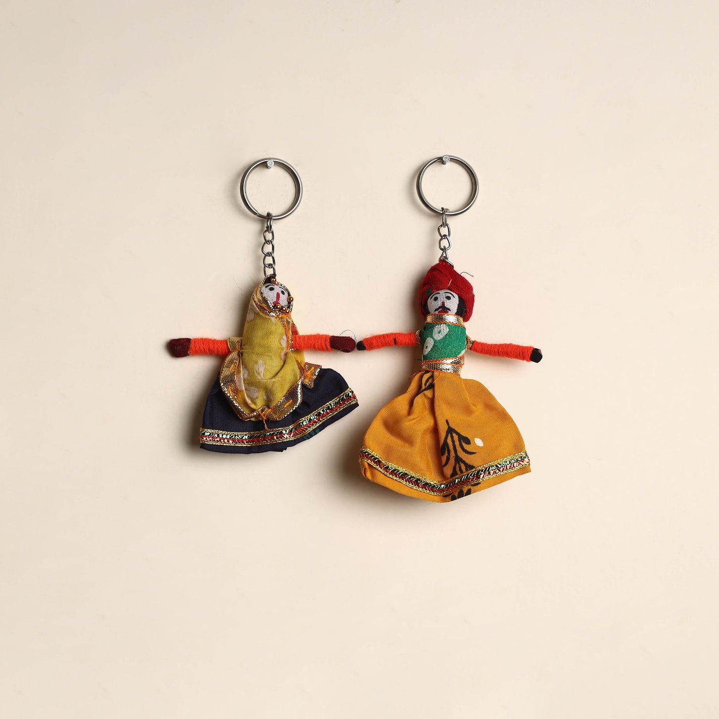 Multicolor - rajasthani puppet couple handmade keychain