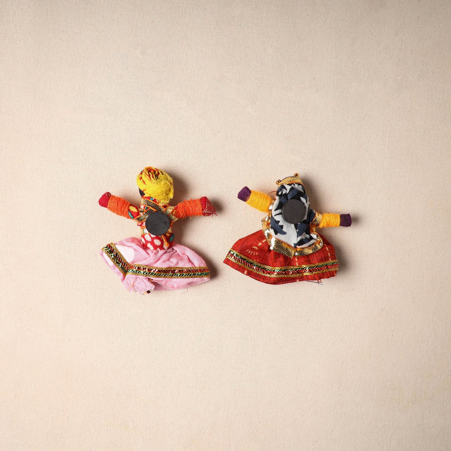 Multicolor - rajasthani puppet couple handmade magnet (set
