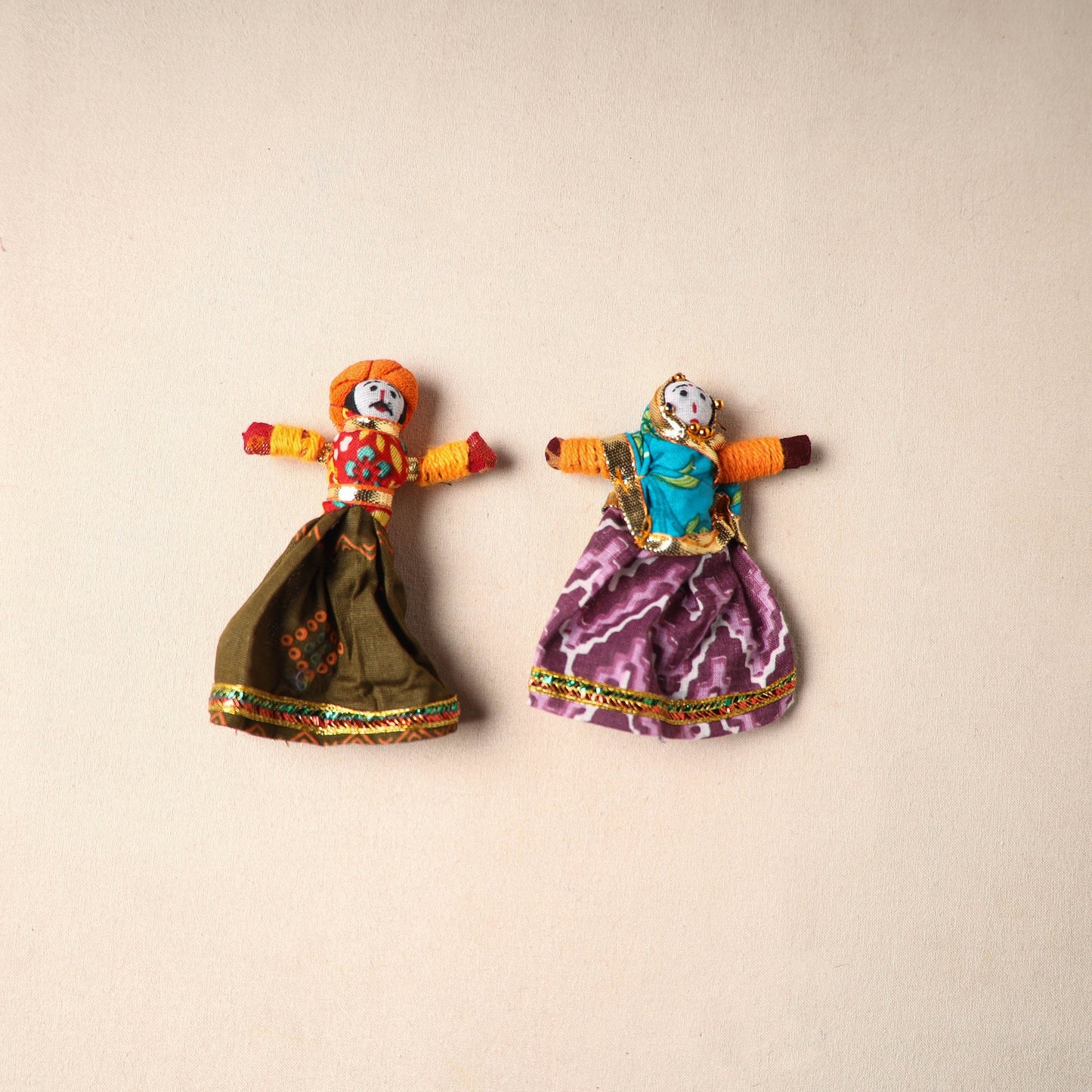 Multicolor - rajasthani puppet couple handmade magnet (set
