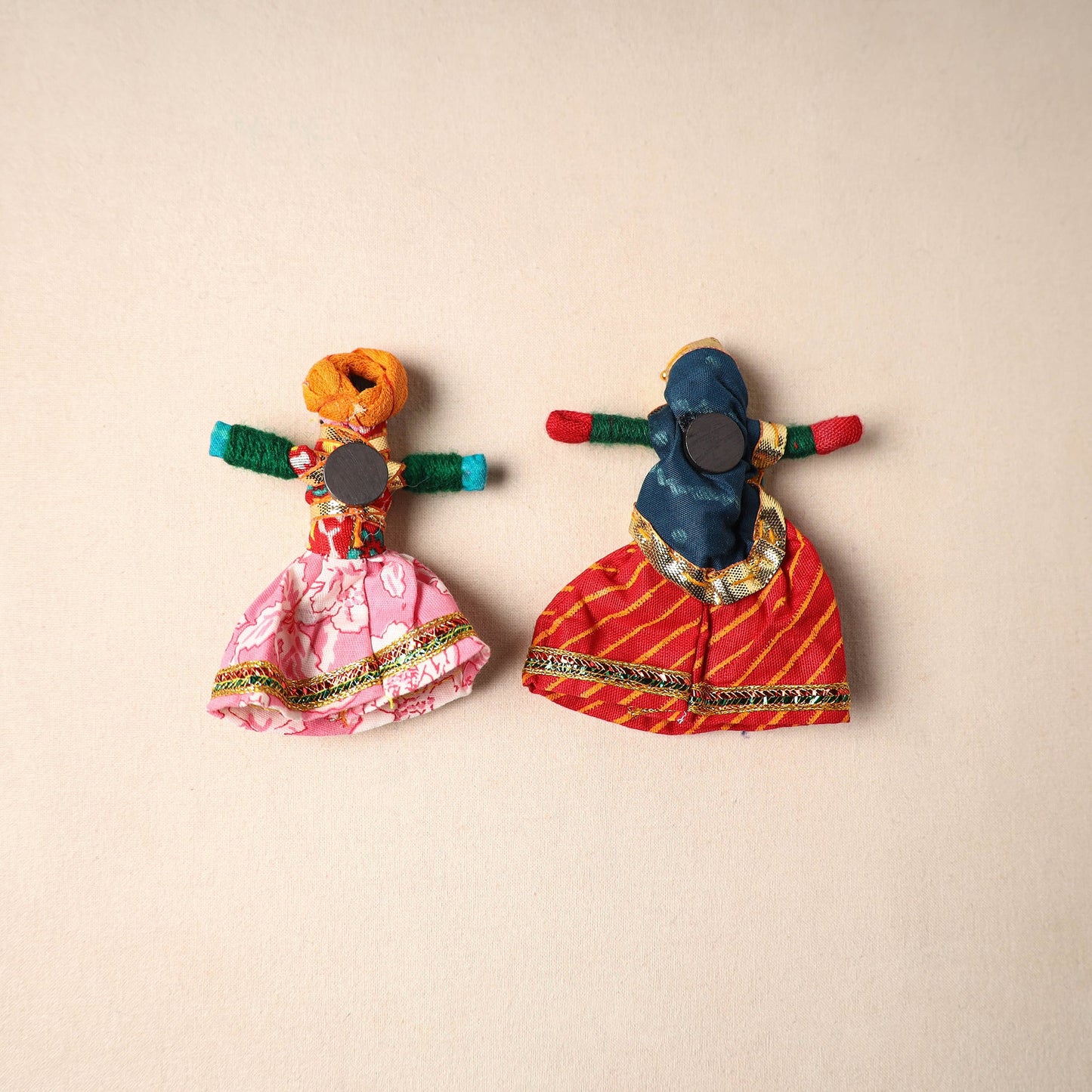 Multicolor - rajasthani puppet couple handmade magnet (set