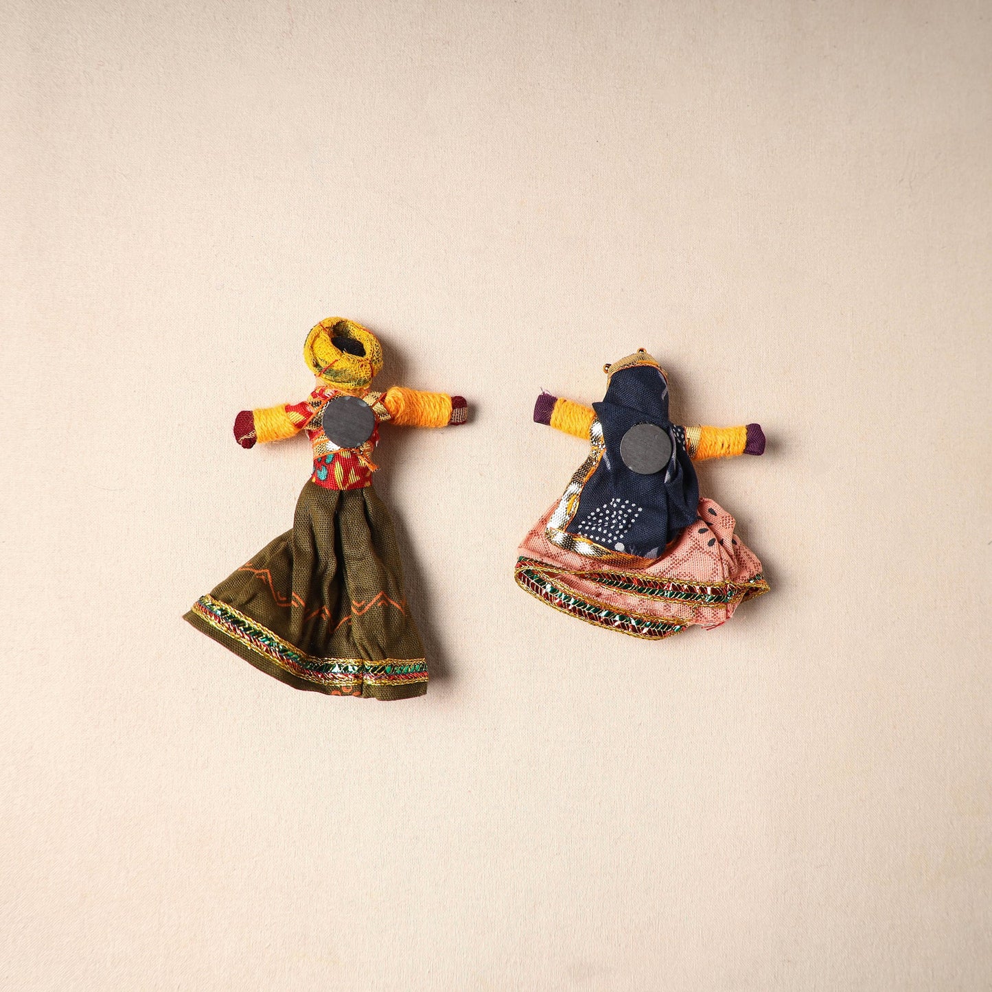 Multicolor - rajasthani puppet couple handmade magnet (set