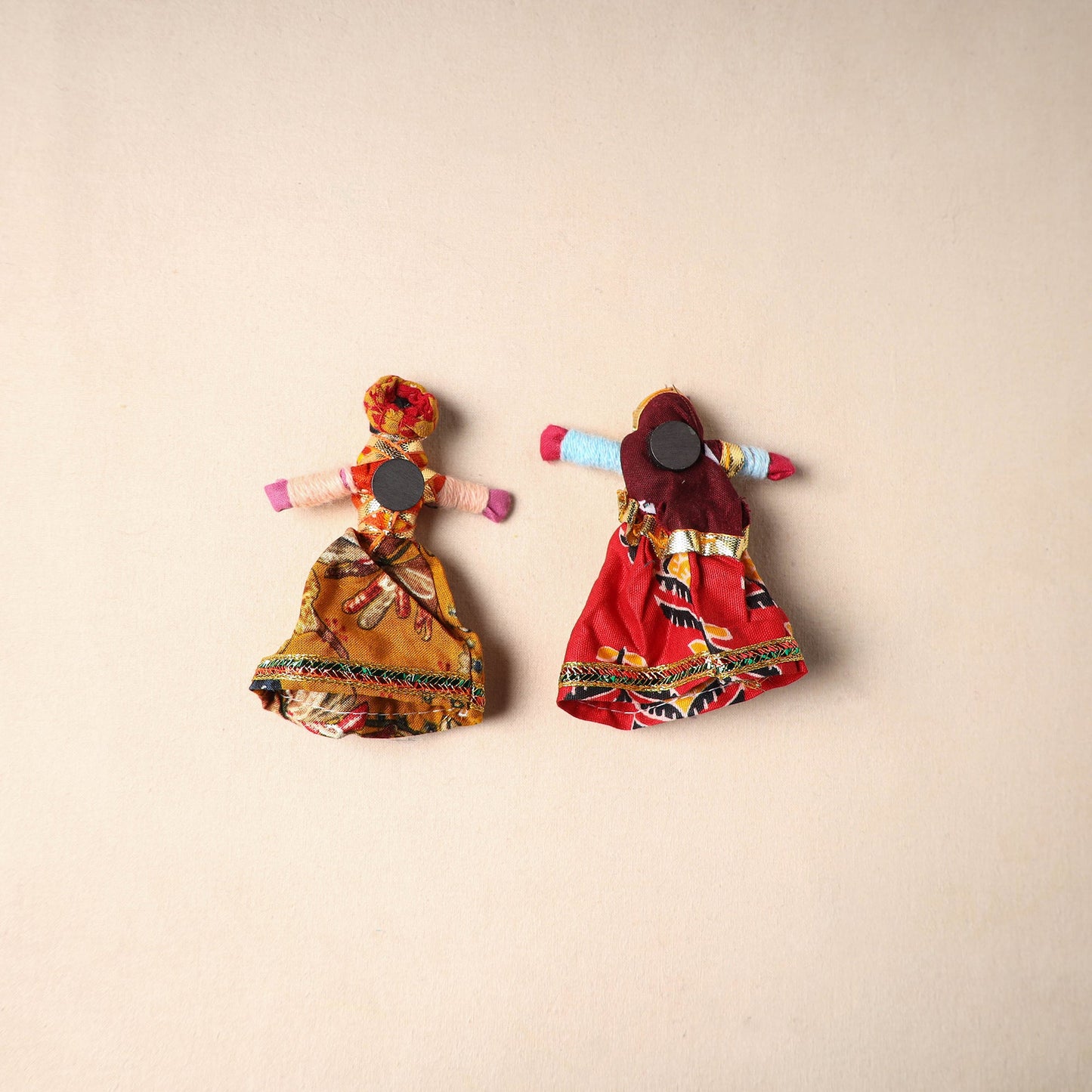 Multicolor - rajasthani puppet couple handmade magnet (set