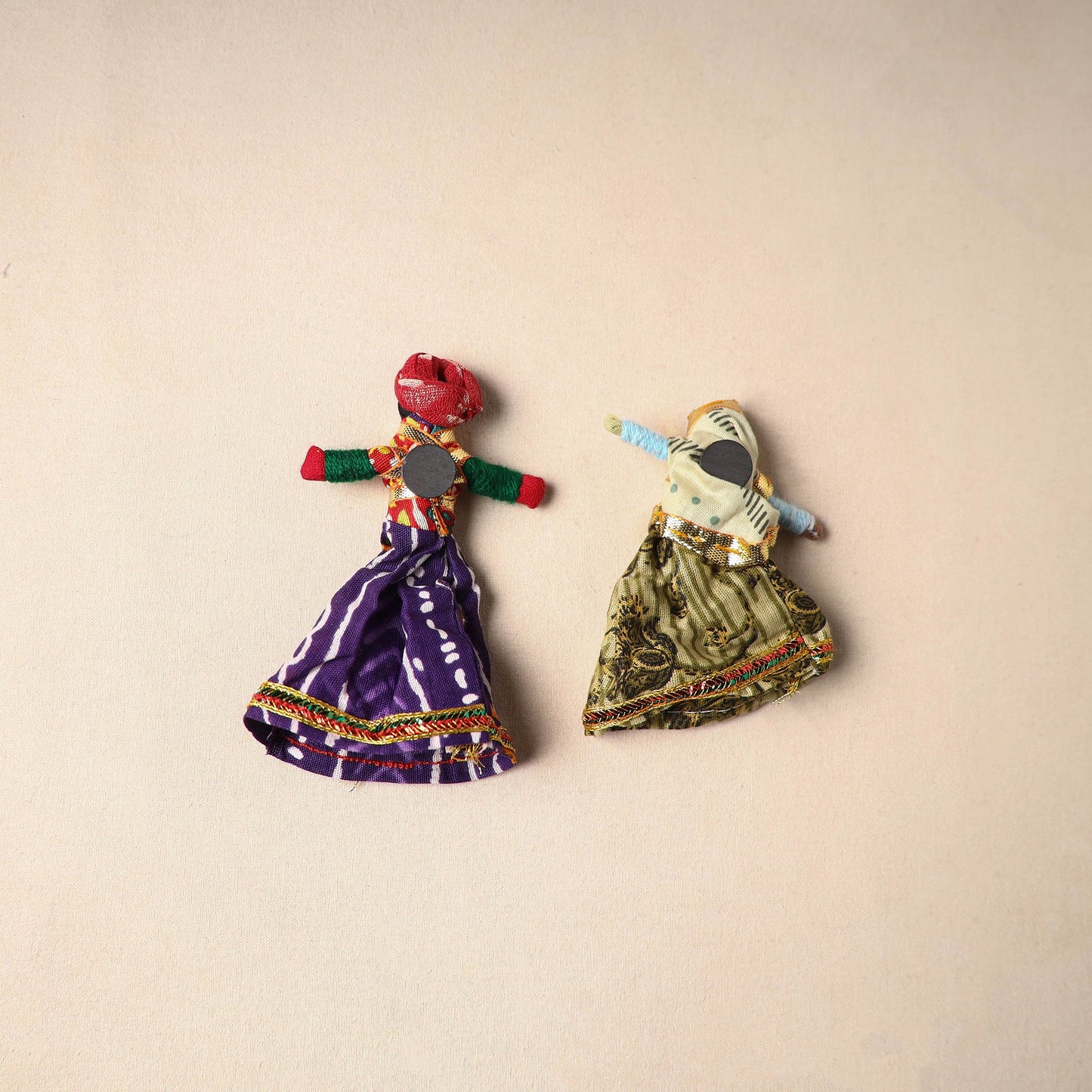 Multicolor - rajasthani puppet couple handmade magnet (set