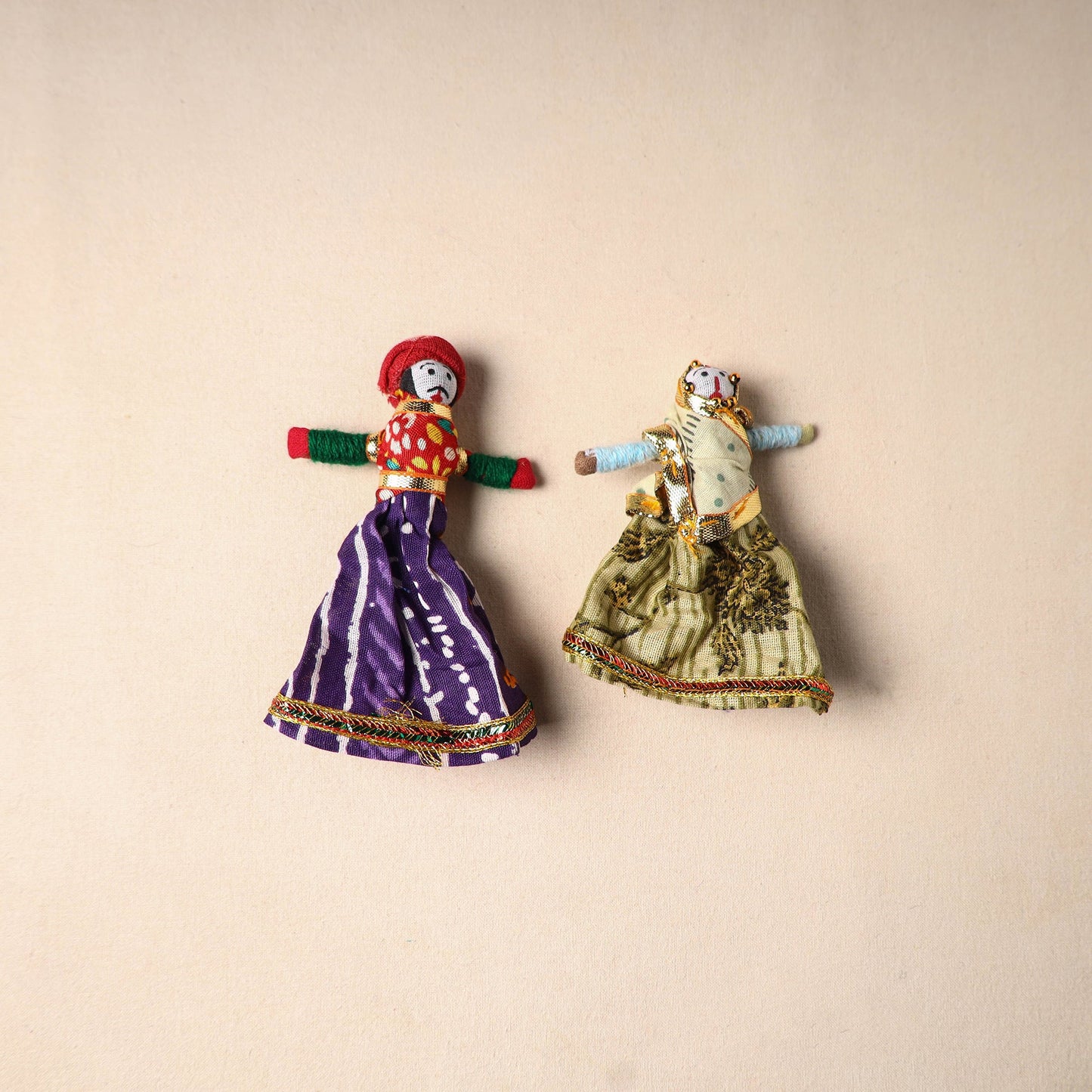Multicolor - rajasthani puppet couple handmade magnet (set