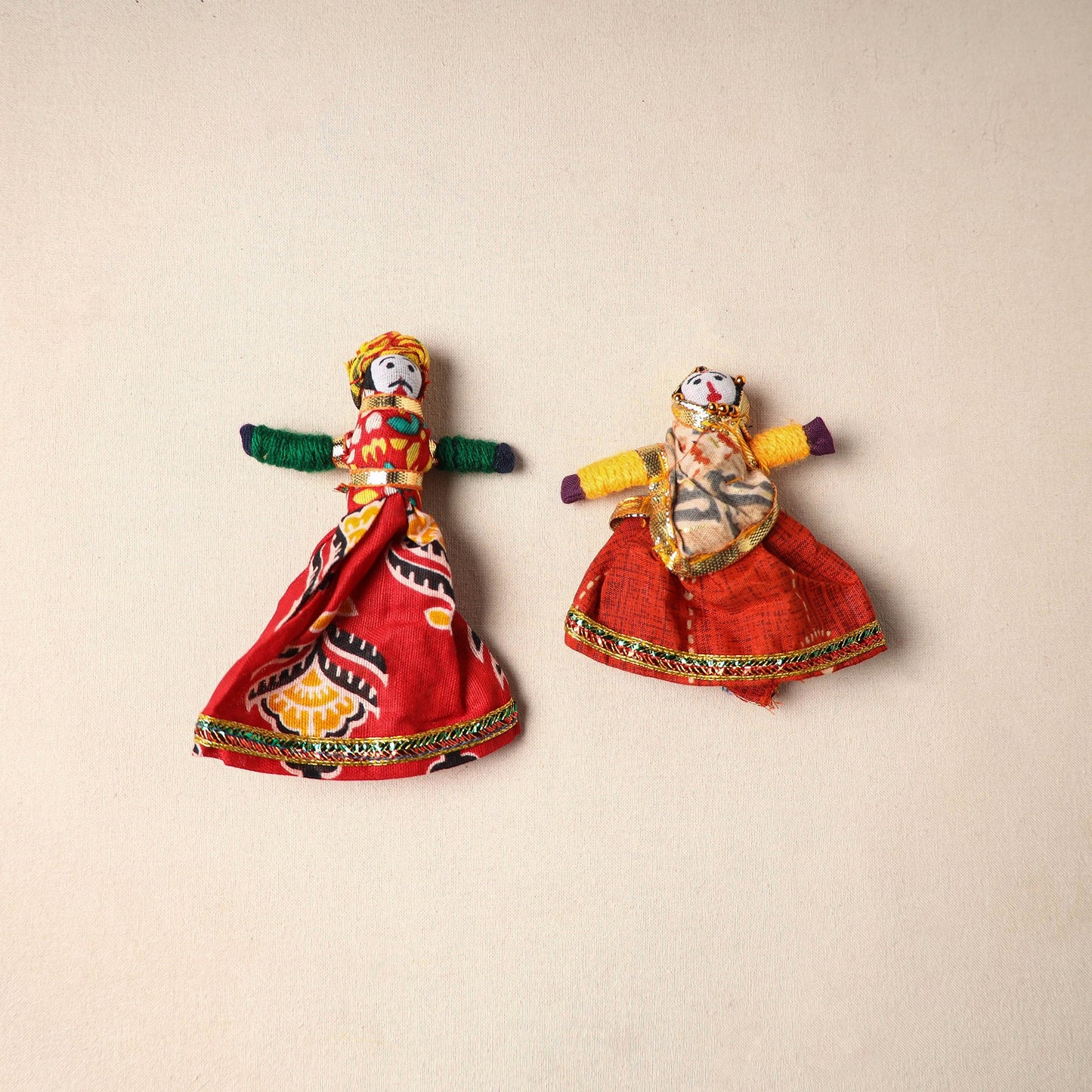 Multicolor - rajasthani puppet couple handmade magnet (set