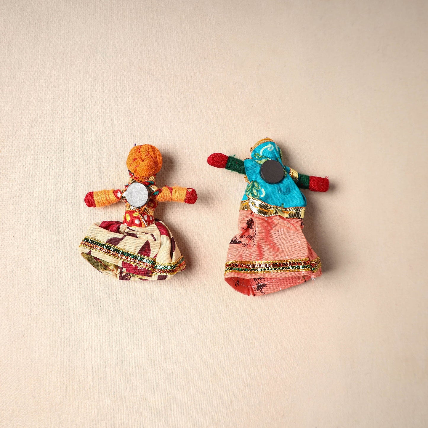 Multicolor - rajasthani puppet couple handmade magnet (set